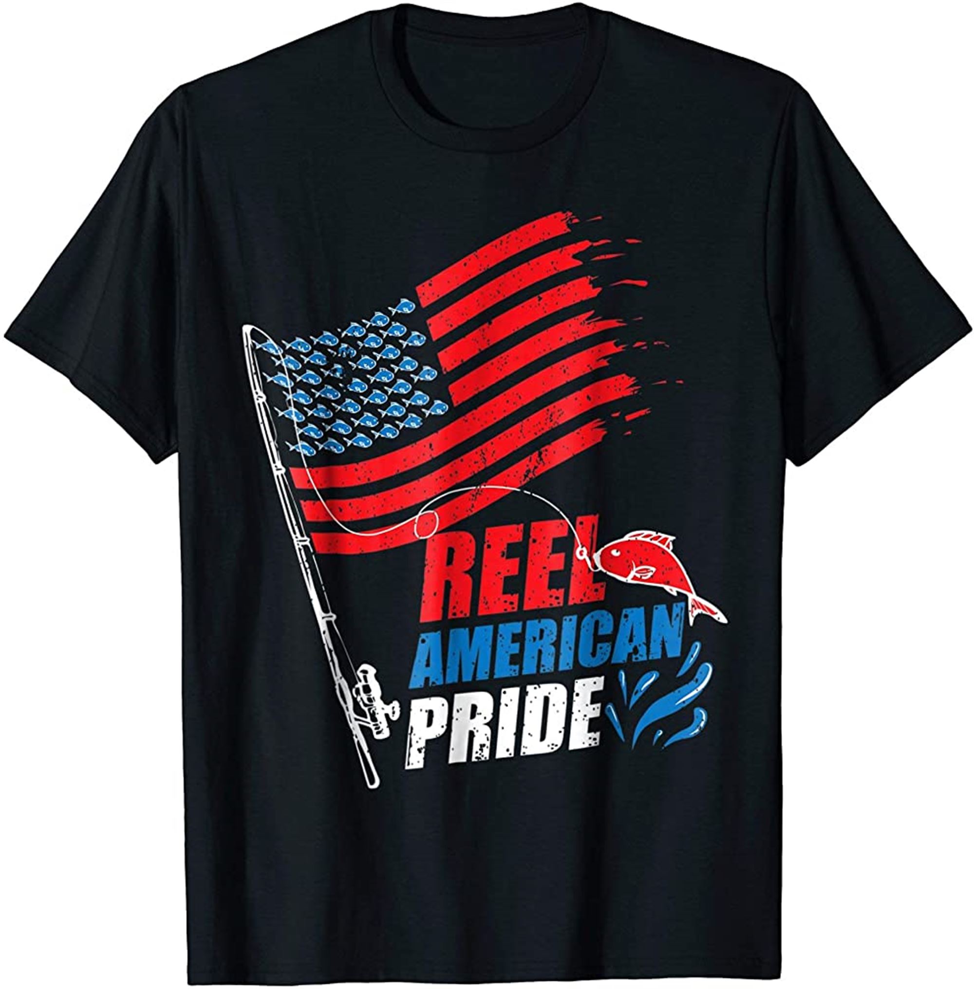 Reel American Pride Fourth Of July 4th Fishing T-shirt Plus Size Up To 5xl