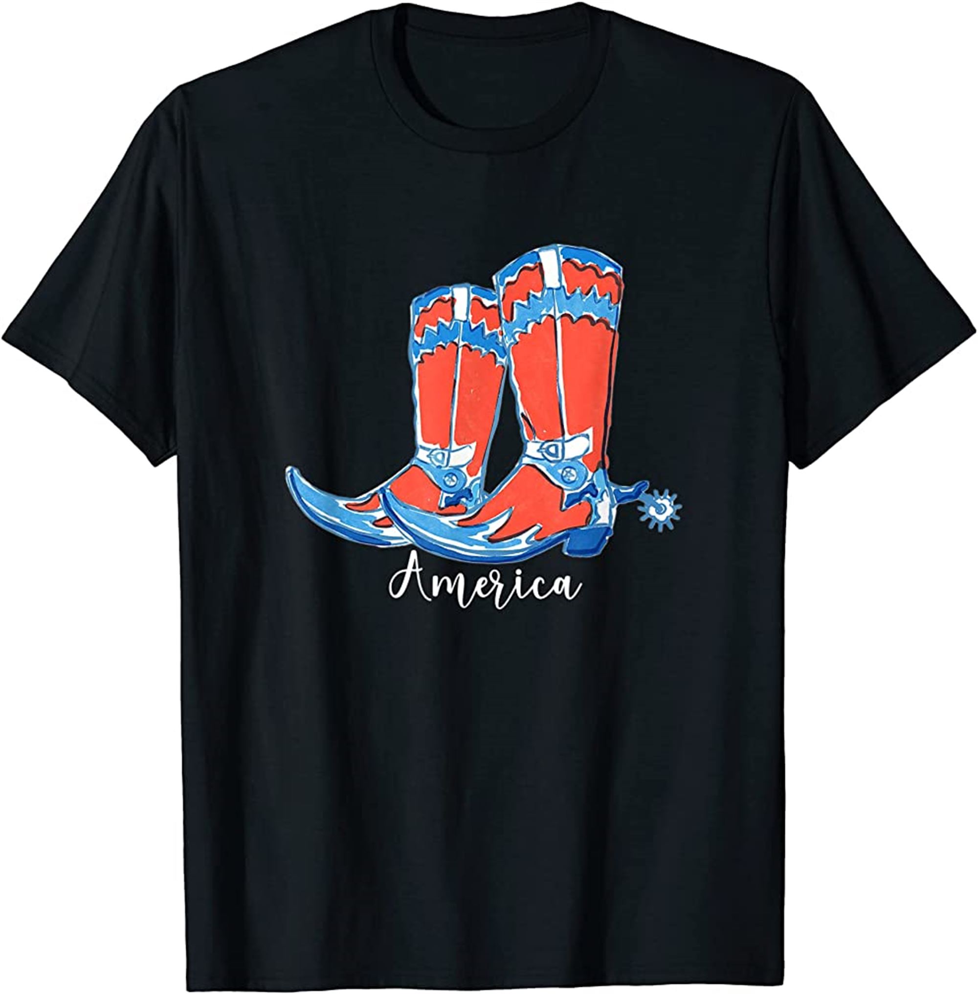 Usa America Fourth Of July Patriotic Country Cowboy Boots T-shirt Size Up To 5xl