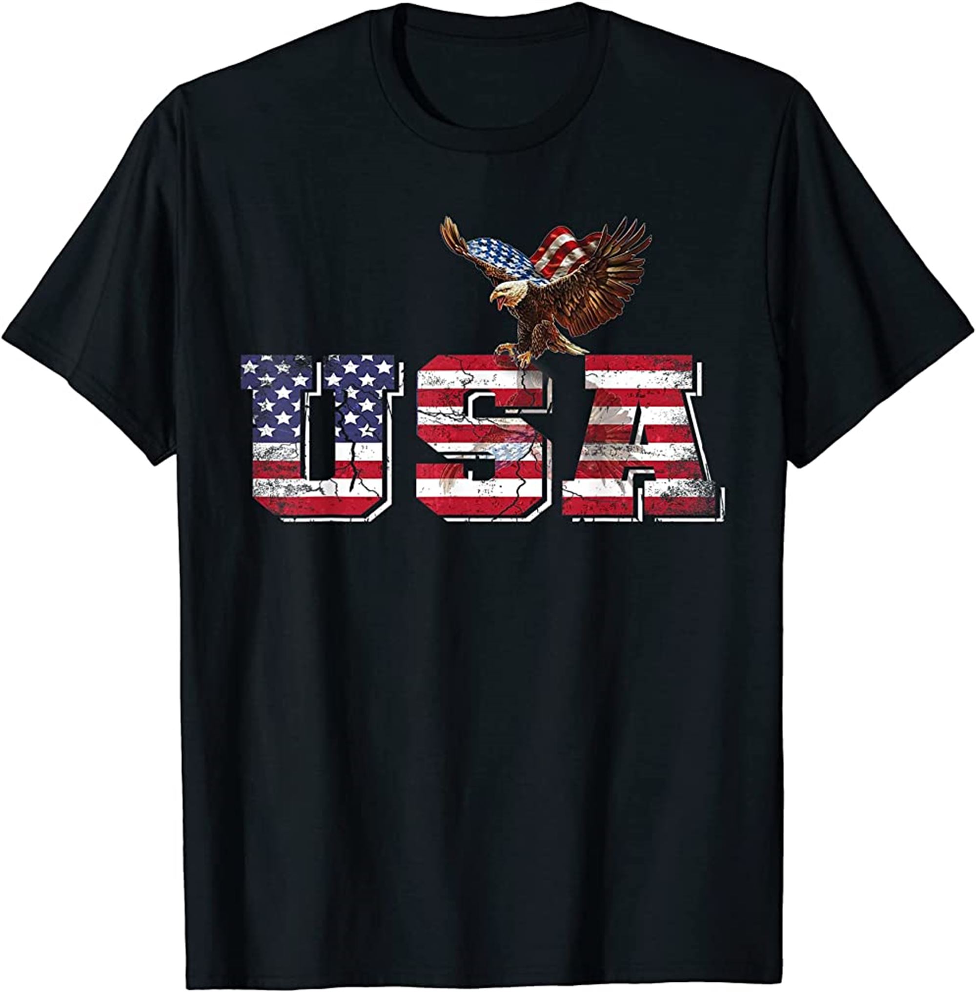 Usa Us American Flag Patriotic 4th Of July Bald Eagle Merica T-shirt Plus Size Up To 5xl