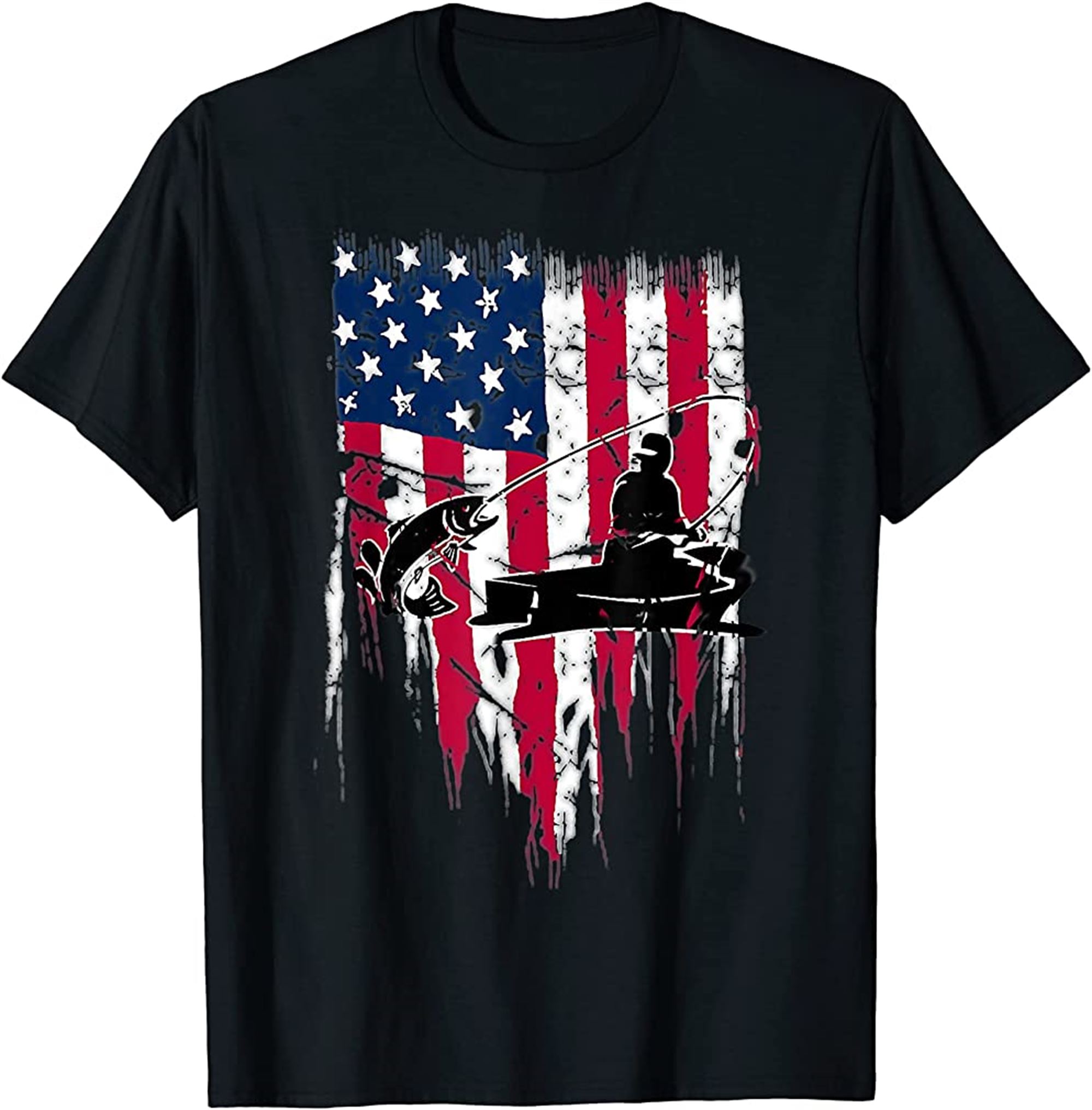 Vintage American Flag Fishing Usa Flag Us 4th Of July Women T-shirt Full Size Up To 5xl