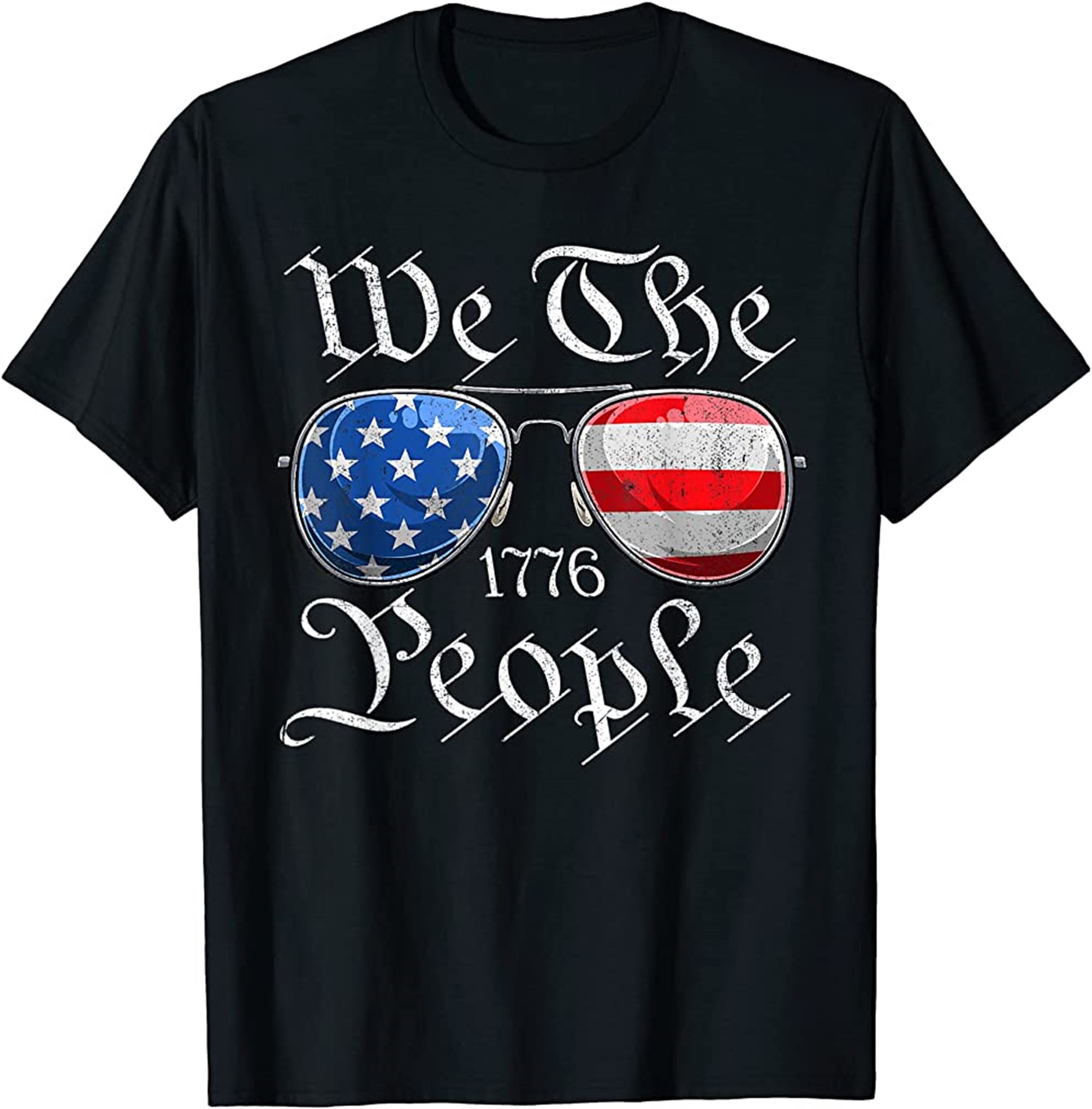 We The People Usa Funny 4th Of July American Flag Sunglasses T-shirt Plus Size Up To 5xl