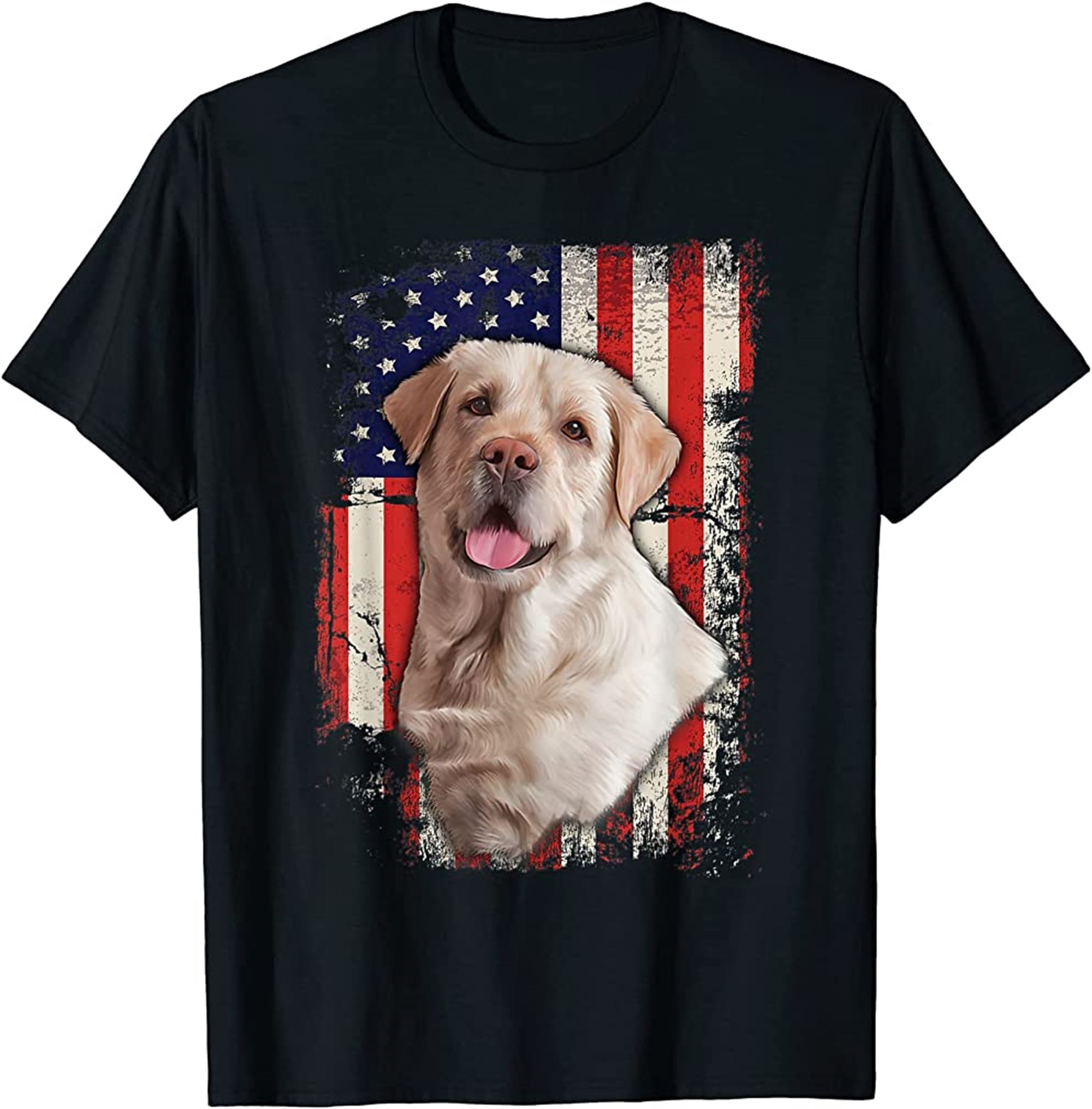 Yellow Labrador Labs Patriotic American Flag Dog 4th Of July T-shirt Full Size Up To 5xl
