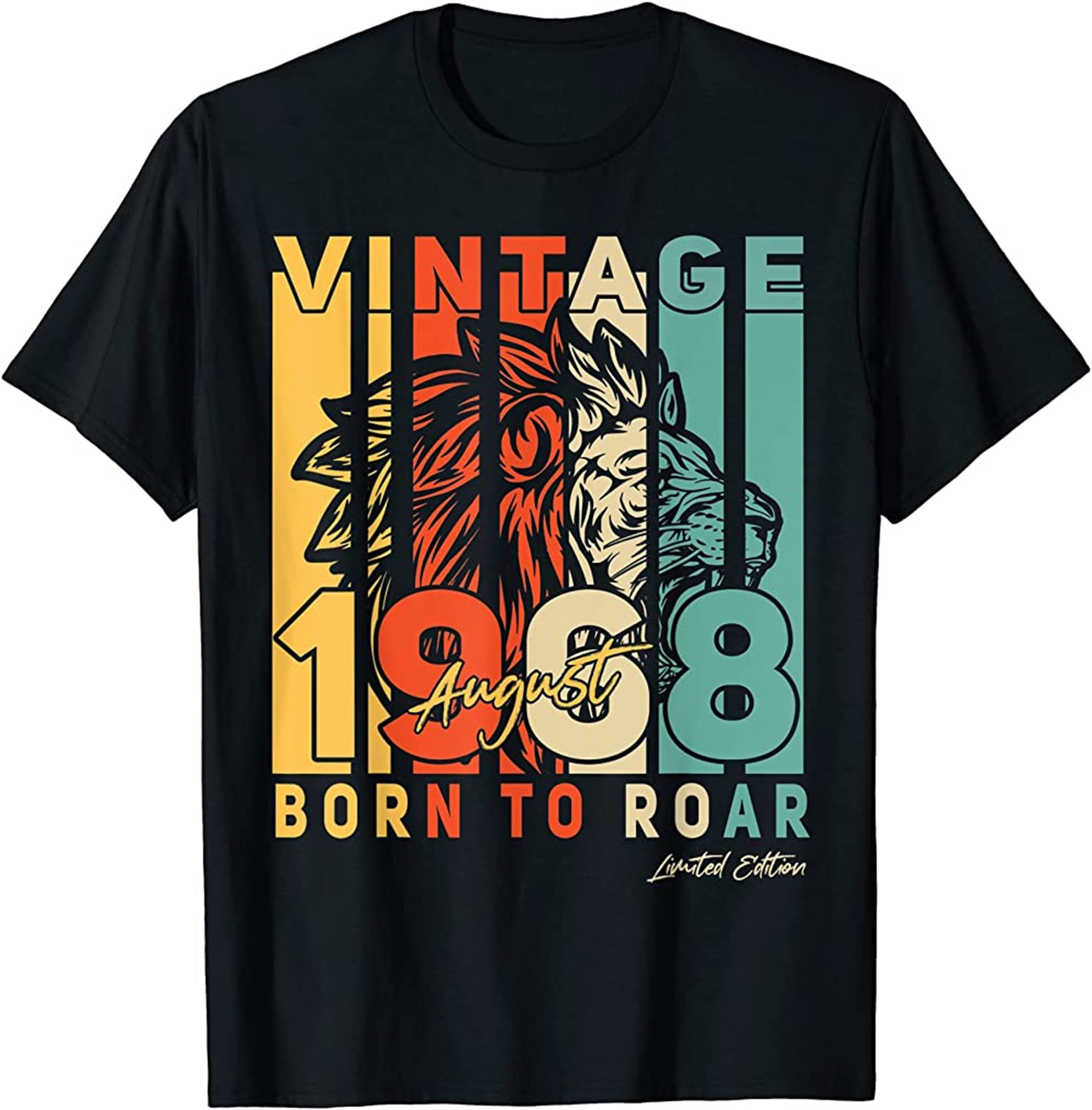 54th Birthday Gifts August 54 Years Old Vintage 1968 Mens T-shirt Size Up To 5xl