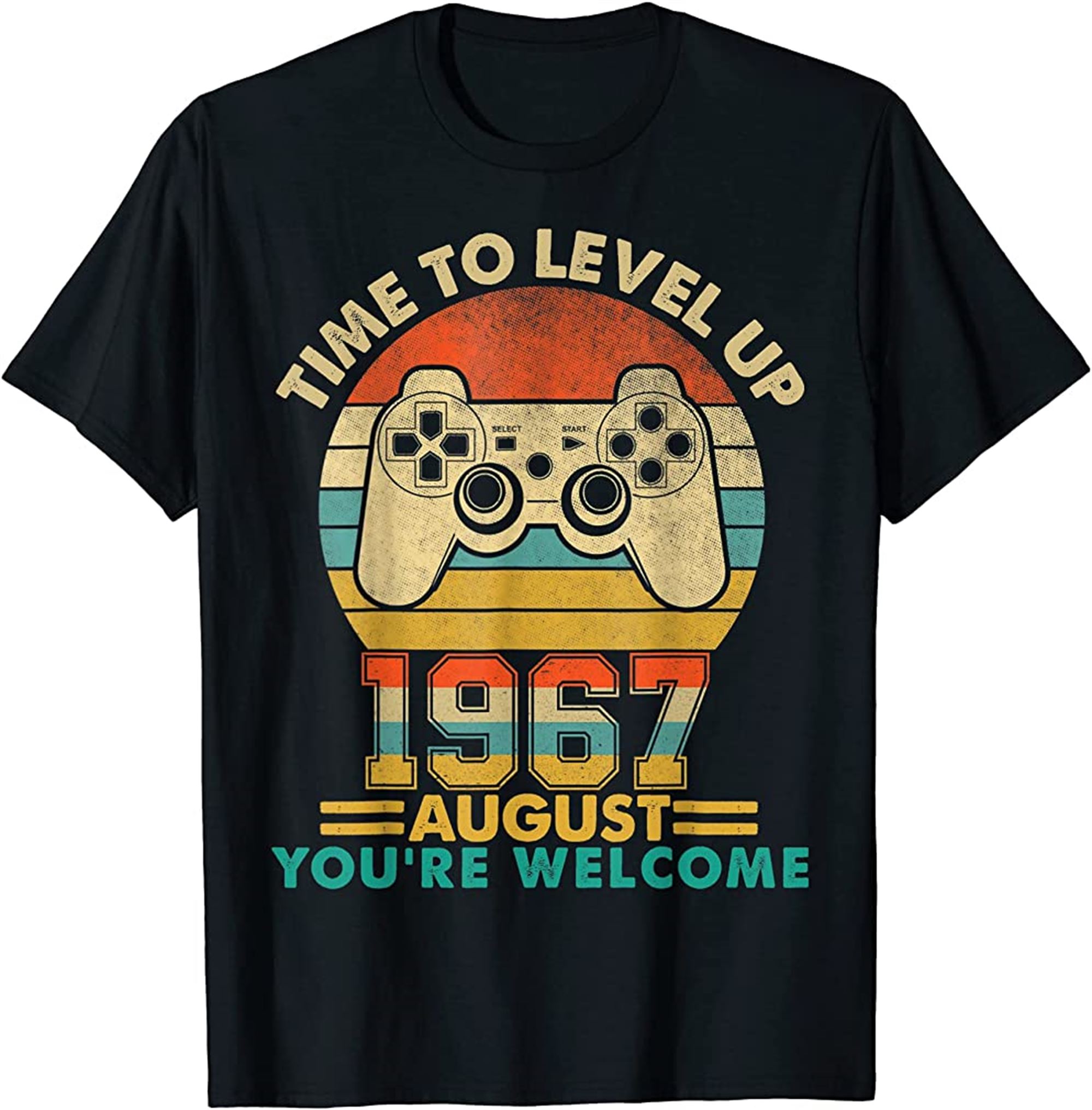 Vintage 1967 August 55 Years Old Video Gamer 55th Birthday T-shirt Size Up To 5xl