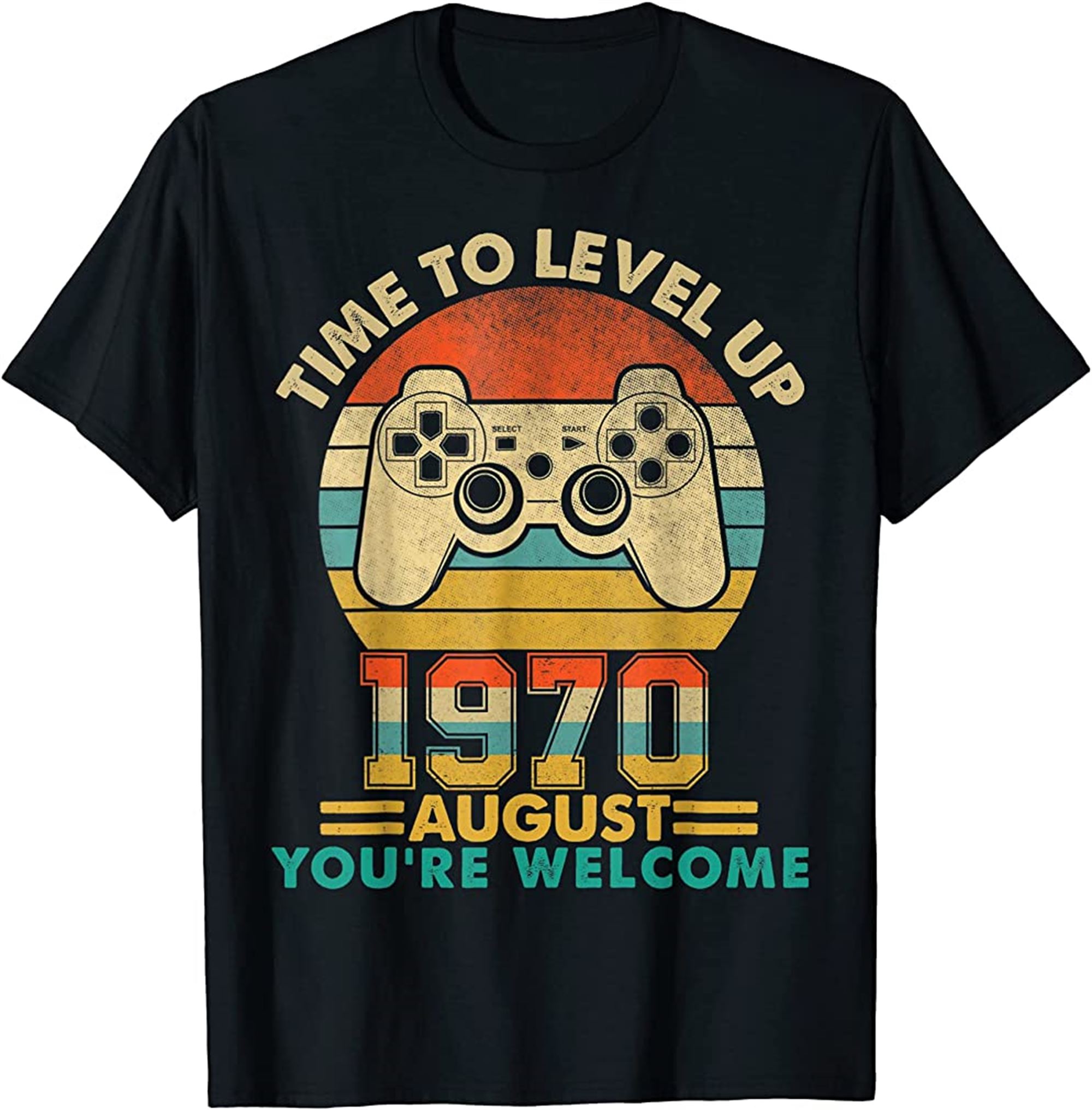 Vintage 1970 August 52 Years Old Video Gamer 52th Birthday T-shirt Plus Size Up To 5xl