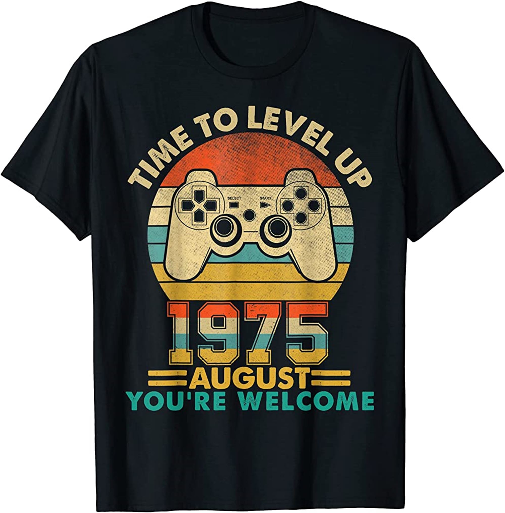 Vintage 1975 August 47 Years Old Video Gamer 47th Birthday T-shirt Plus Size Up To 5xl