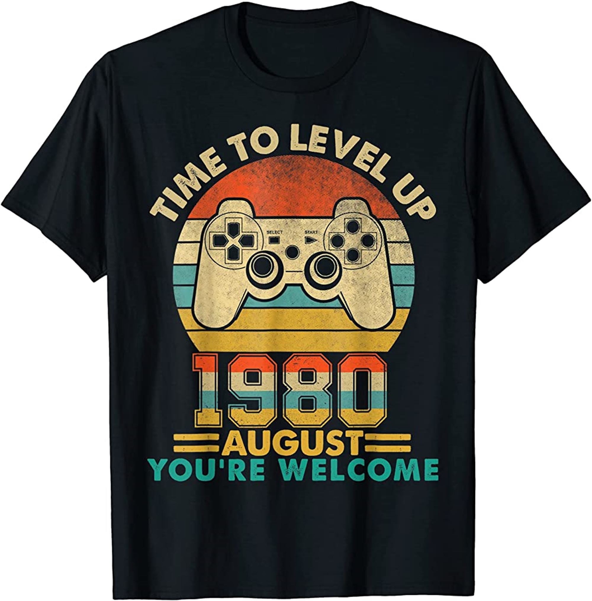 Vintage 1980 August 42 Years Old Video Gamer 42th Birthday T-shirt Size Up To 5xl