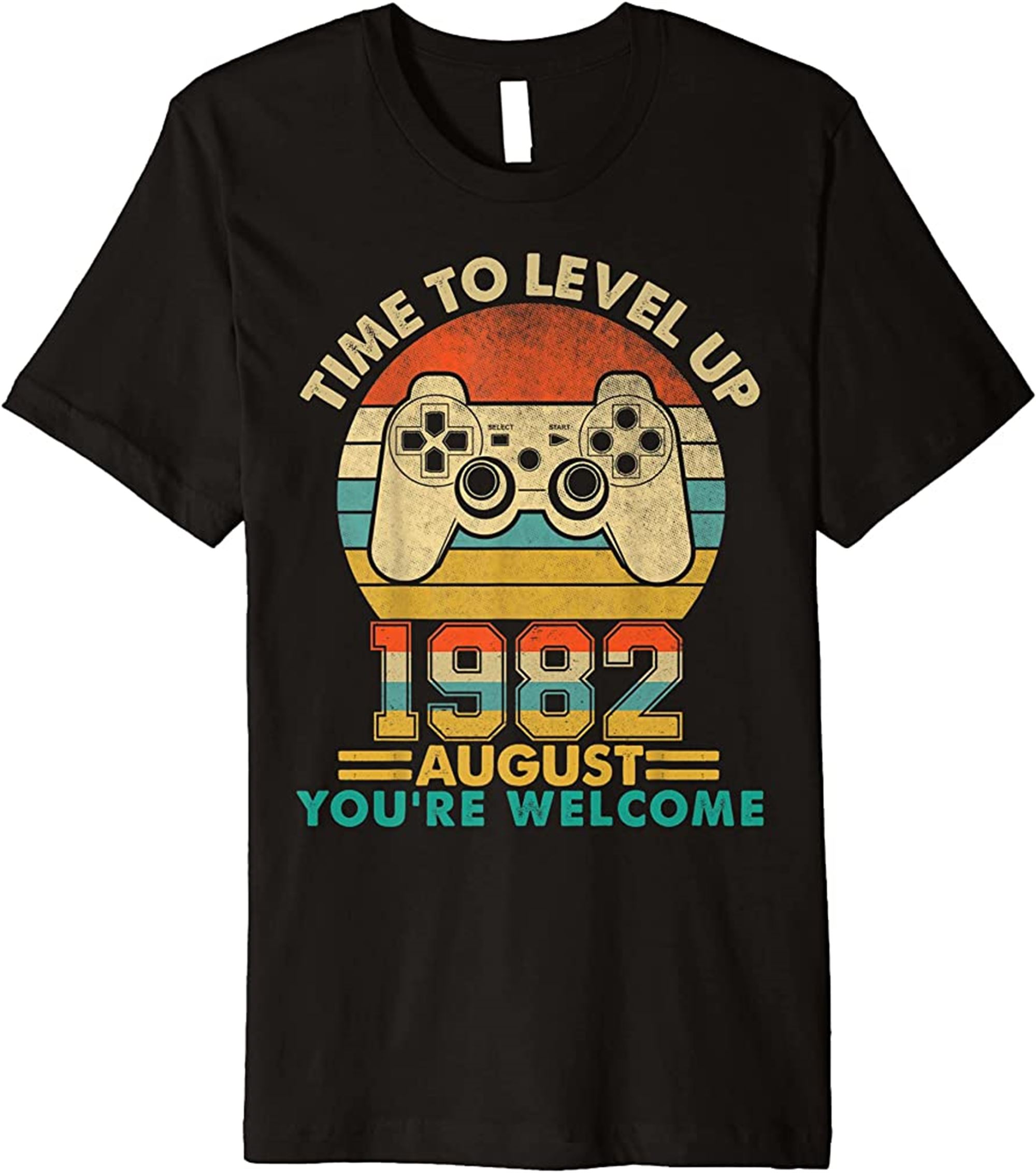 Vintage 1982 August 40 Years Old Video Gamer 40th Birthday Premium T-shirt Plus Size Up To 5xl