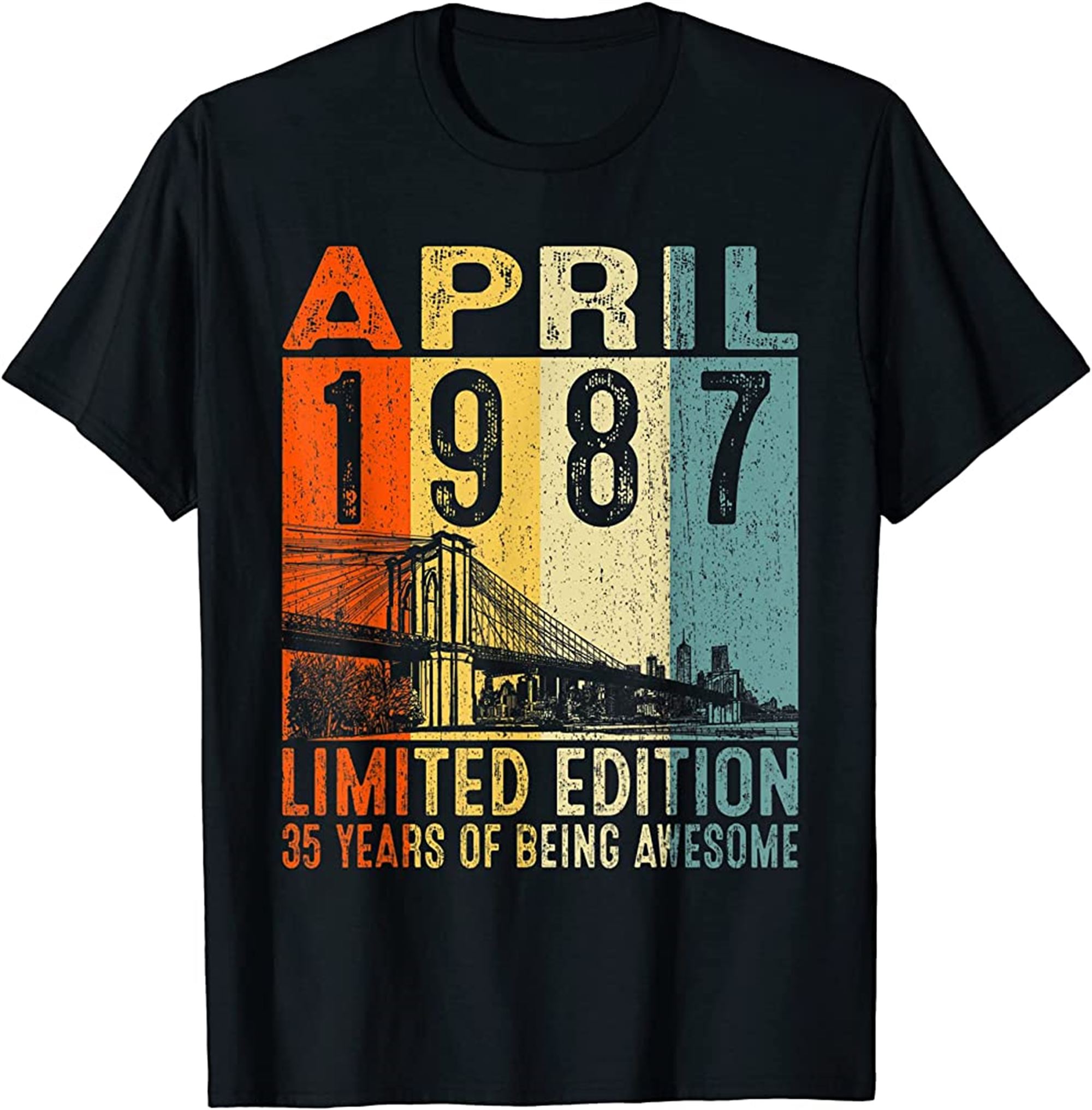 Vintage 1987 35 Yrs Old Made In April 1987 35th Birthday T-shirt Size Up To 5xl