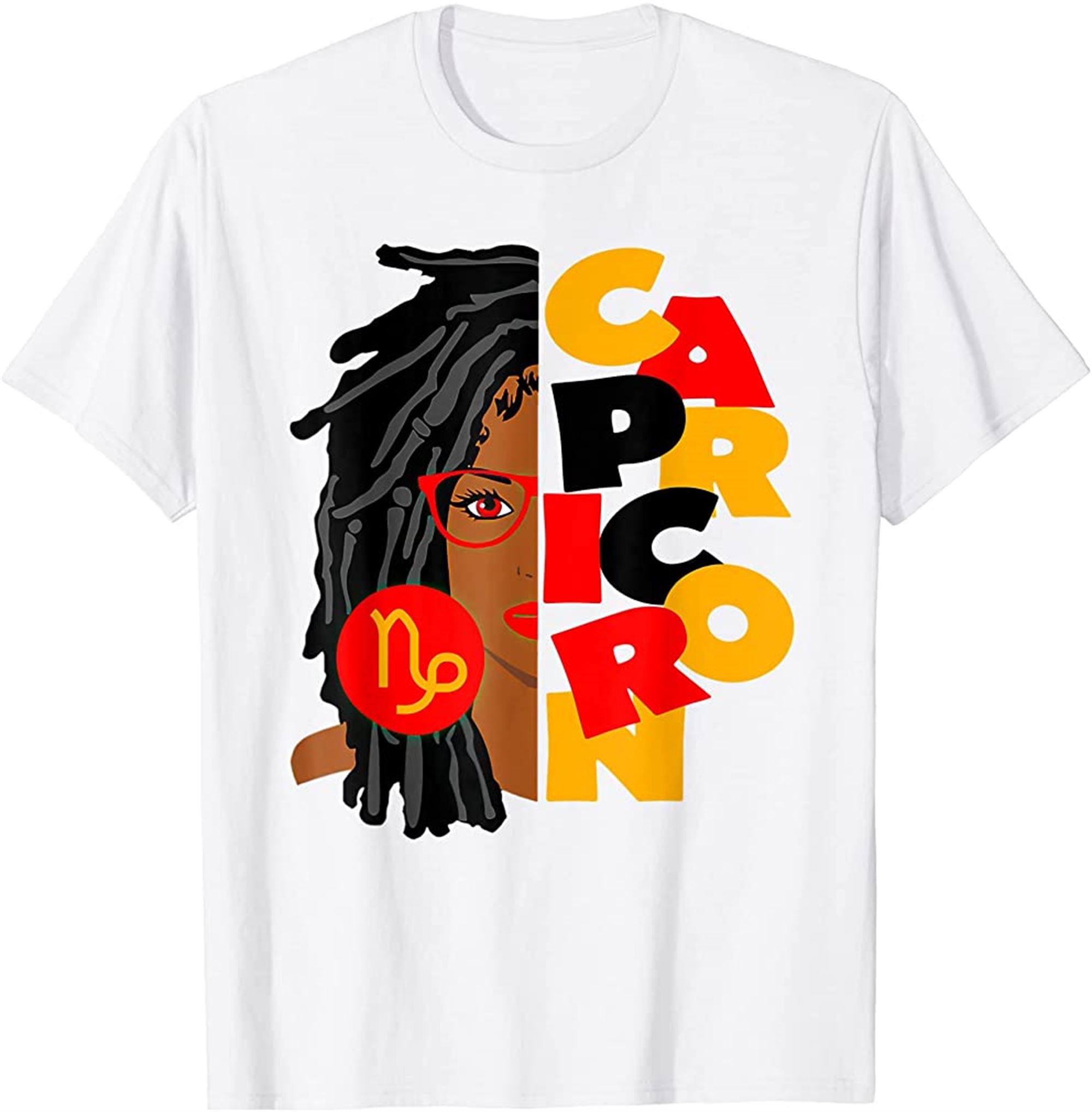 Womens Capricorn Girl Afro Locs Girl Zodiac Signs Birthday T-shirt Full Size Up To 5xl