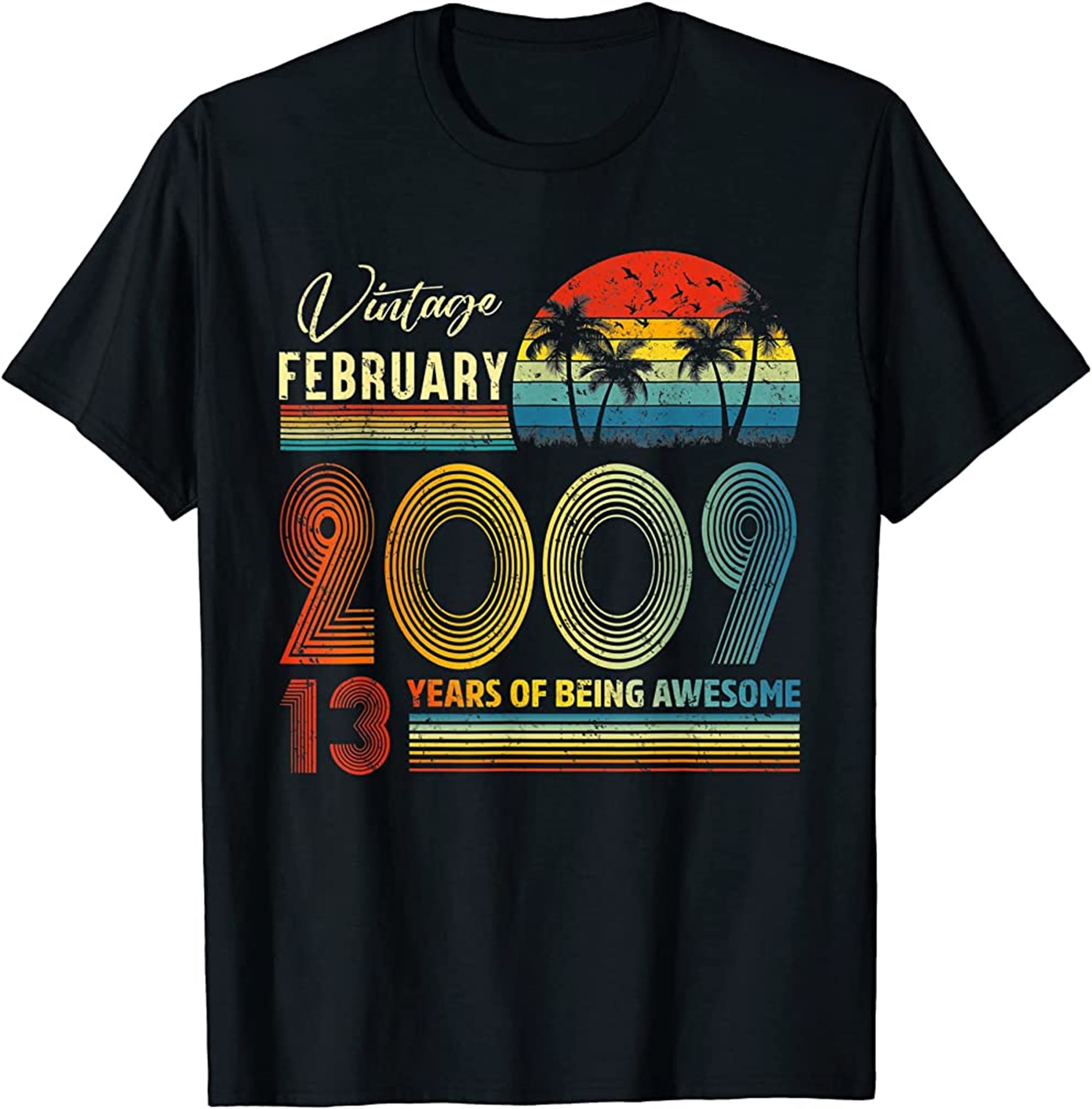 13th Birthday Vintage February 2009 13 Years Old Gifts T-shirt Full Size Up To 5xl