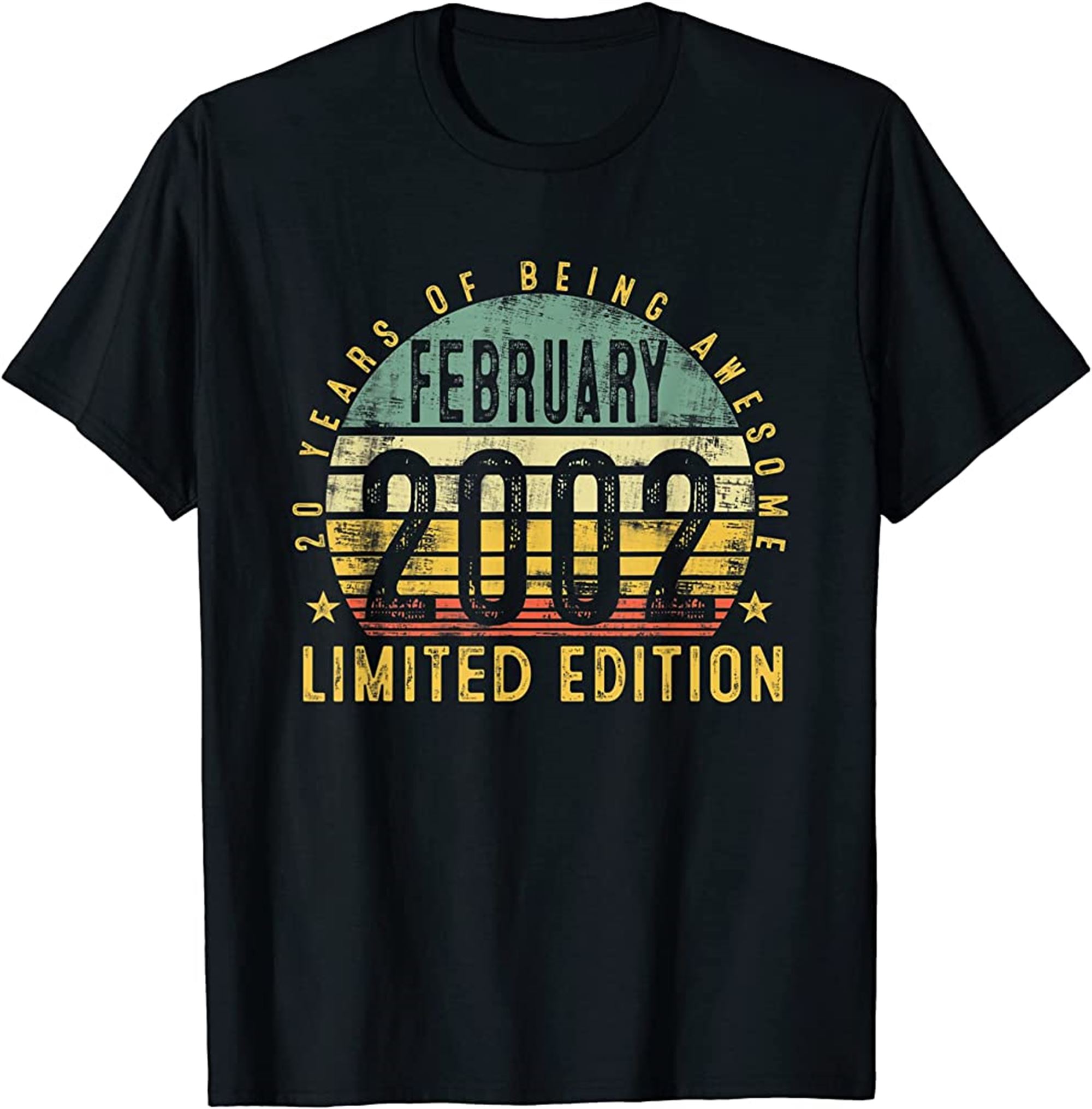 20th Birthday Gift Men Vintage February 2002 20 Years Old T-shirt Full Size Up To 5xl
