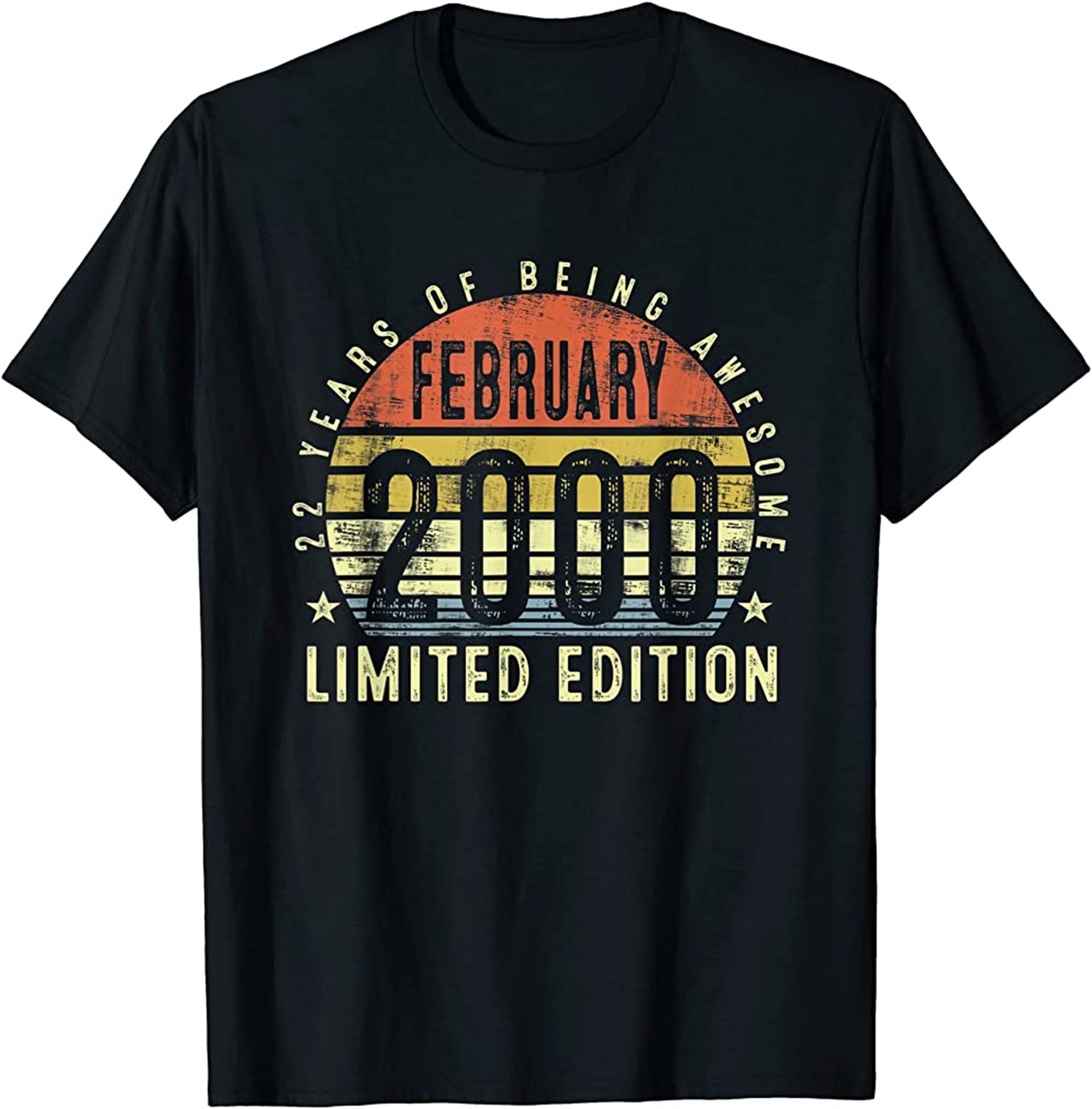 22nd Birthday Gift Men Vintage February 2000 22 Years Old T-shirt Plus Size Up To 5xl