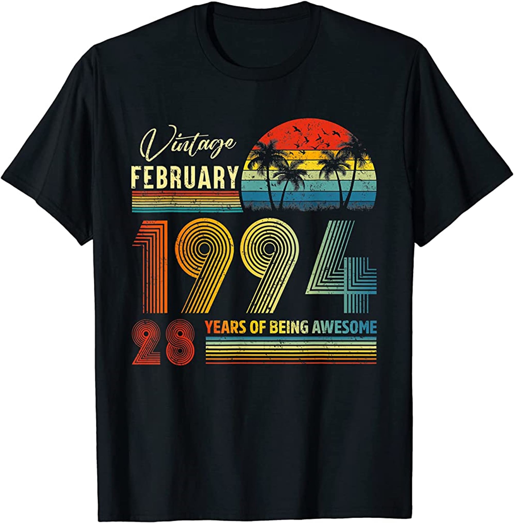 28th Birthday Vintage February 1994 28 Years Old Gifts T-shirt Full Size Up To 5xl