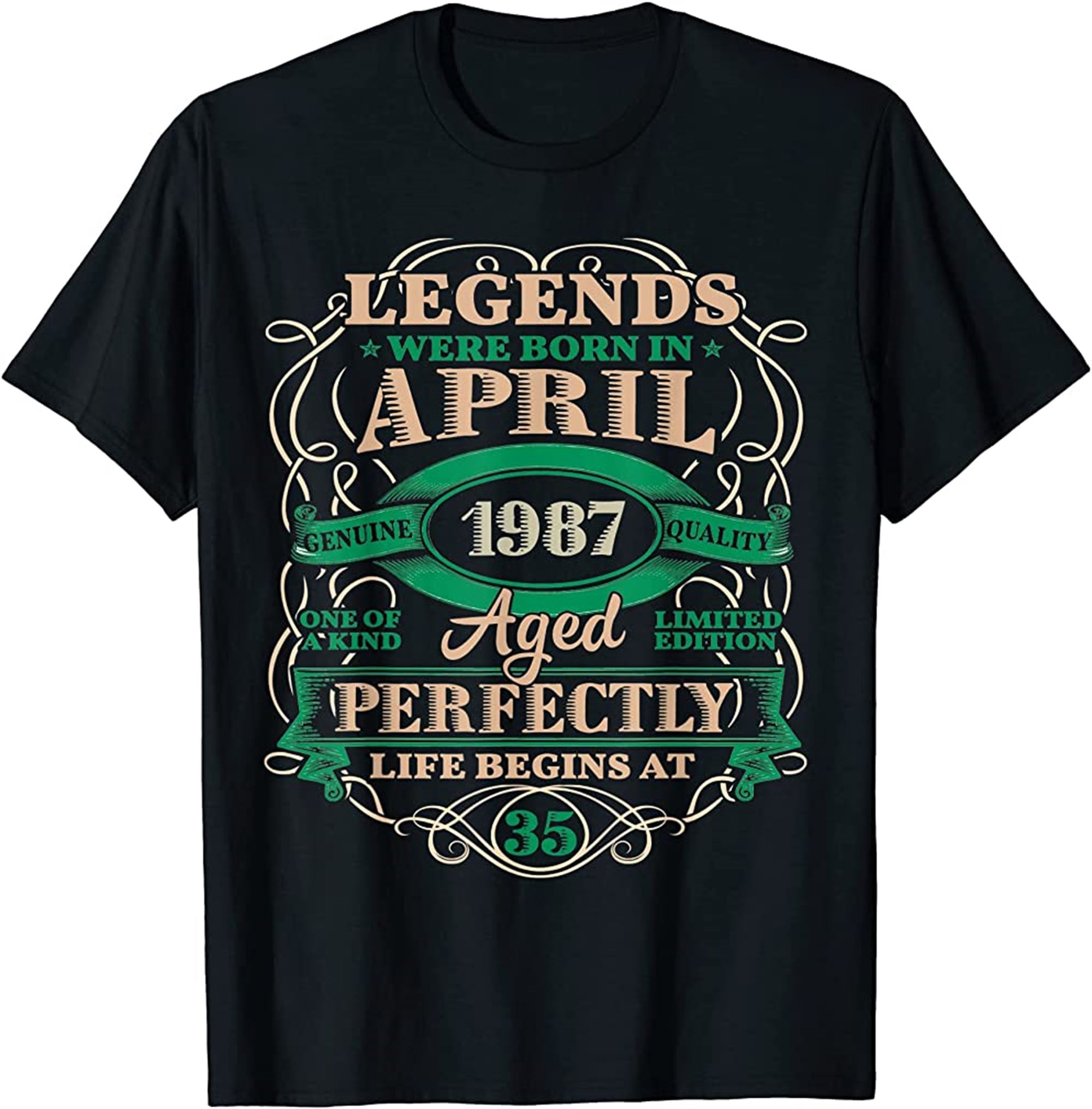 35th Birthday Gift For Legends Born April 1987 35 Years Old T-shirt Plus Size Up To 5xl