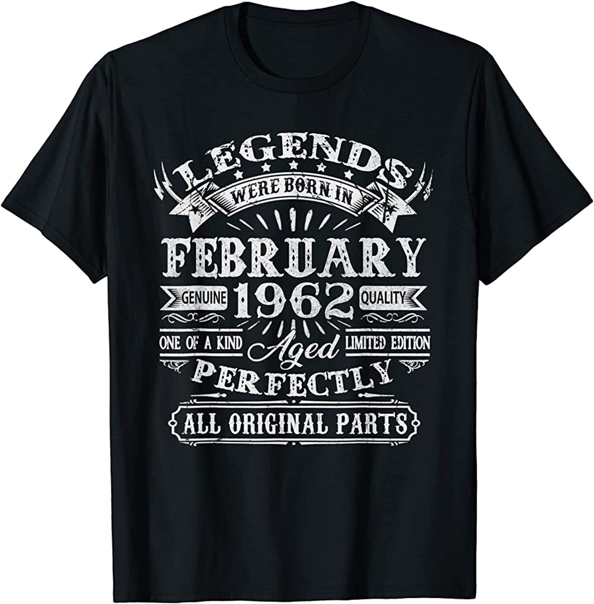 Mens Legends Were Born In February 1962 60th Birthday Gifts T-shirt Full Size Up To 5xl