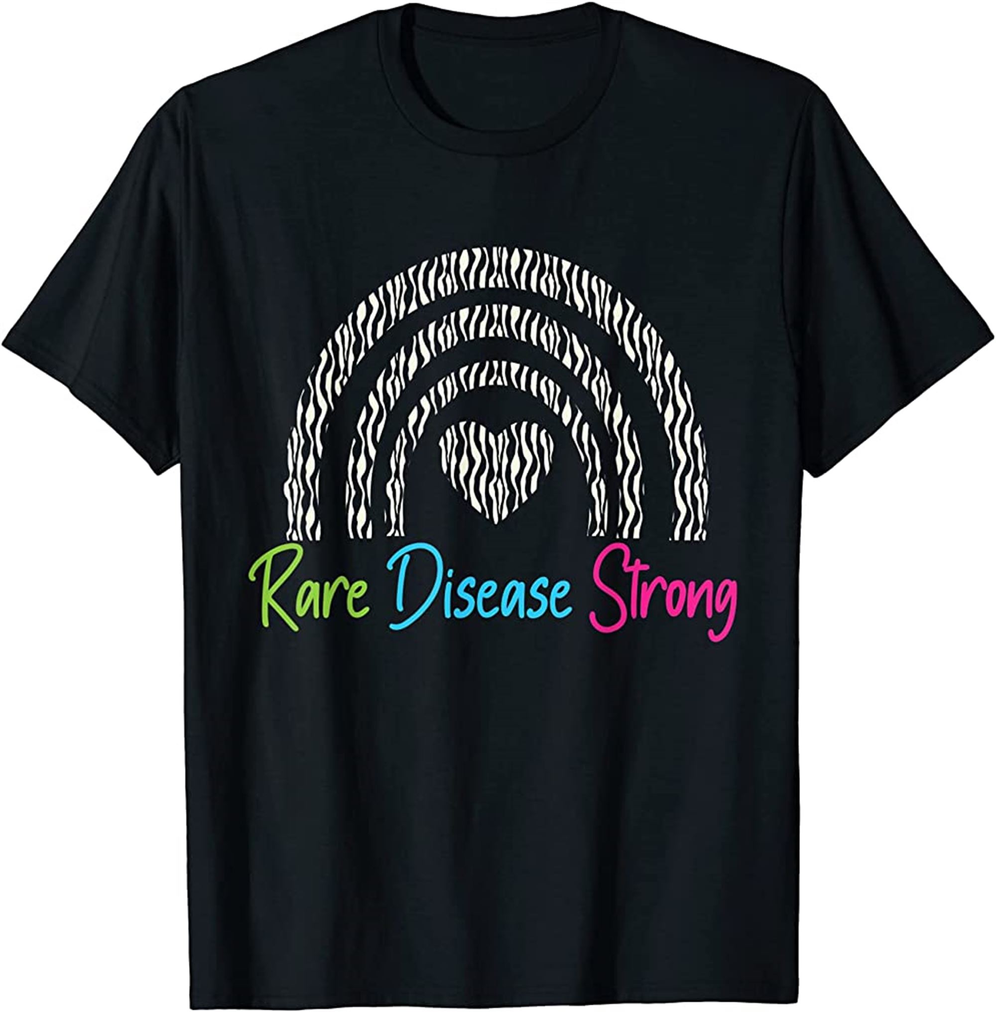 Rare Diseases Day 28 February Rare Rainbow Heart Zebra T-shirt Size Up To 5xl