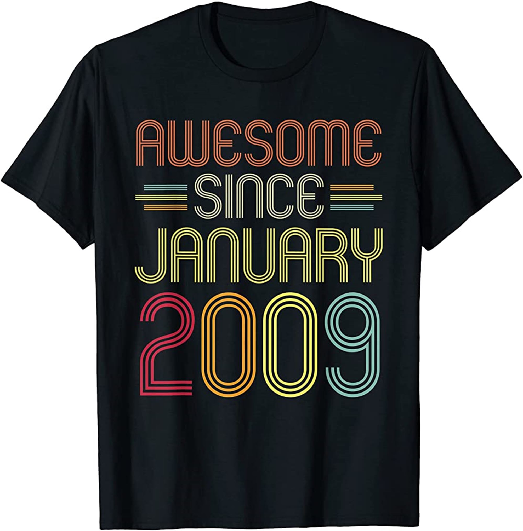13th Birthday Gifts Awesome Since January 2009 13 Years Old T-shirt Plus Size Up To 5xl