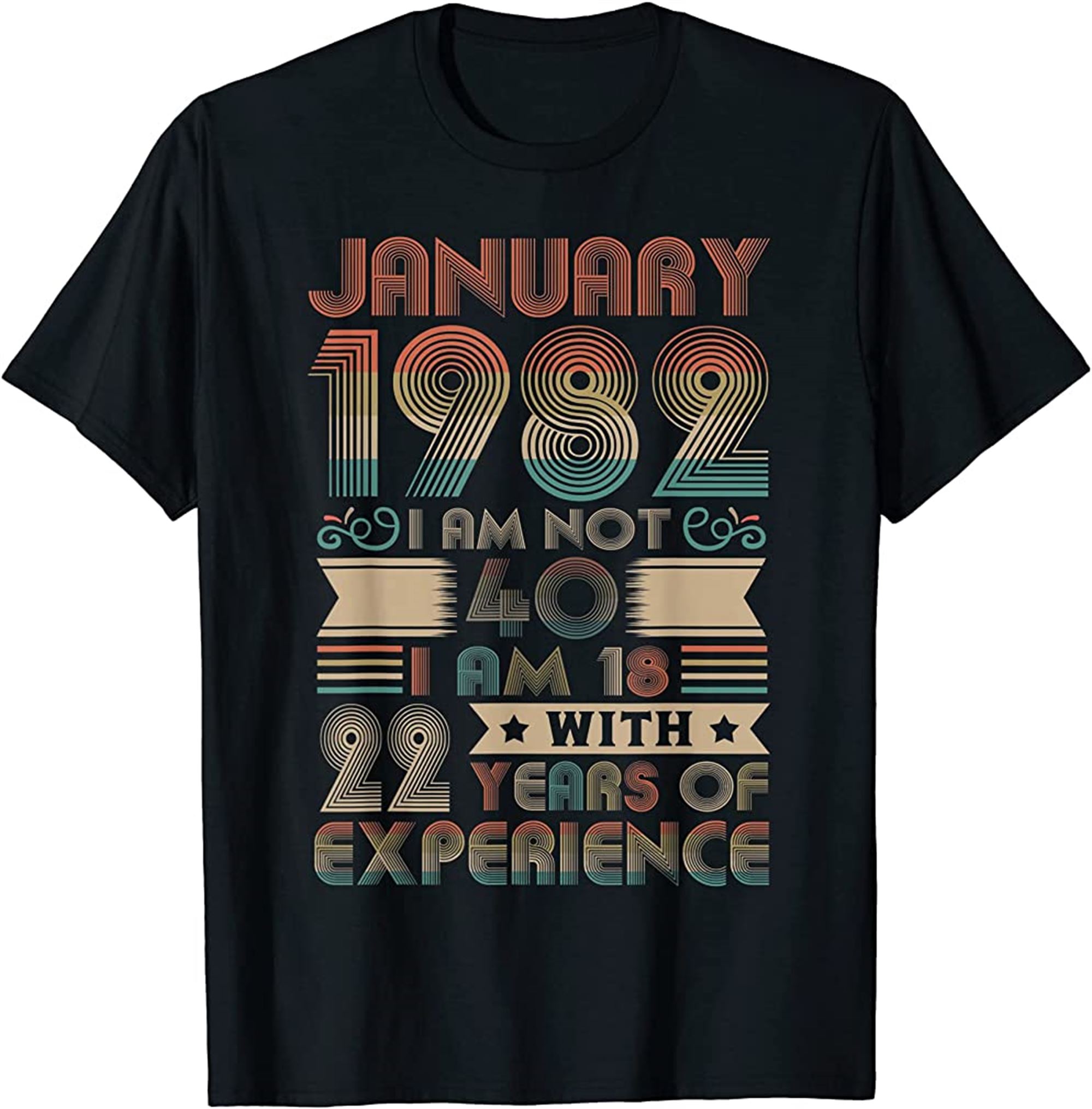 40th Birthday Gift 1982 Birthday Made In 1982 January T-shirt Size Up To 5xl