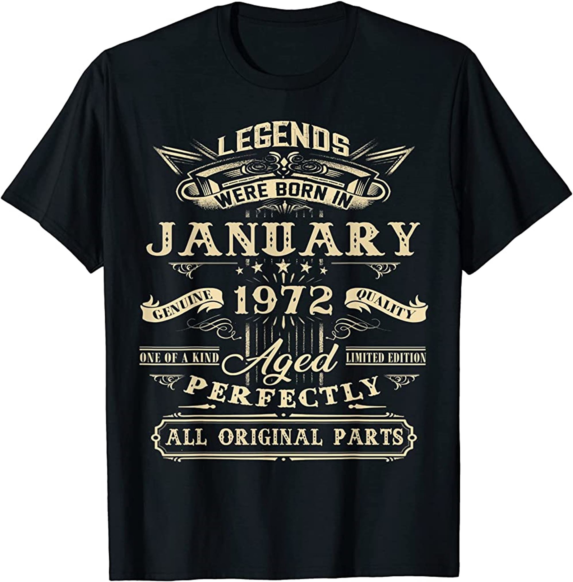 50th Birthday Gift For Legends Born January 1972 50 Yrs Old T-shirt Plus Size Up To 5xl