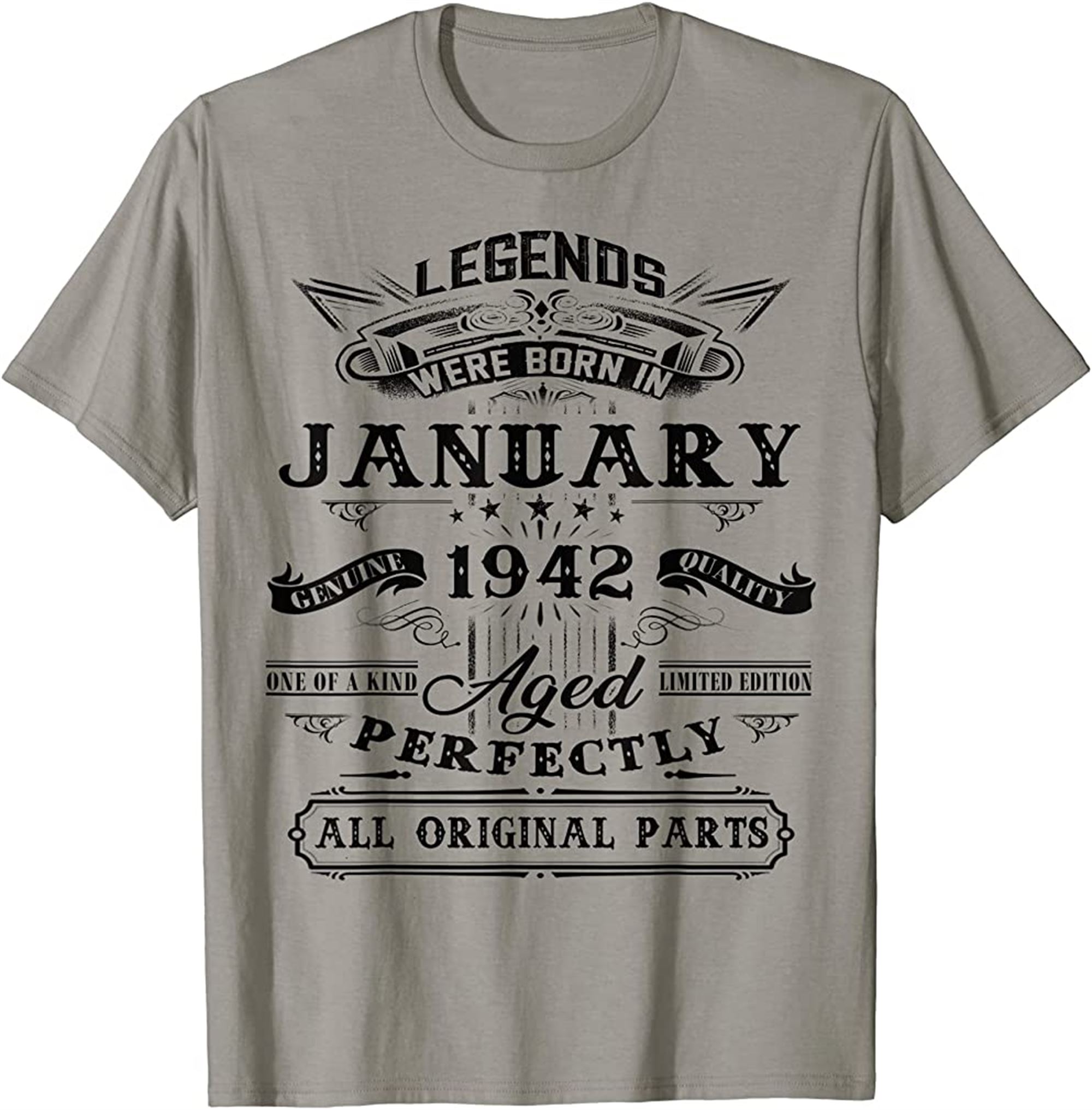 80th Birthday Gift For Legends Born January 1942 80 Yrs Old T-shirt Plus Size Up To 5xl