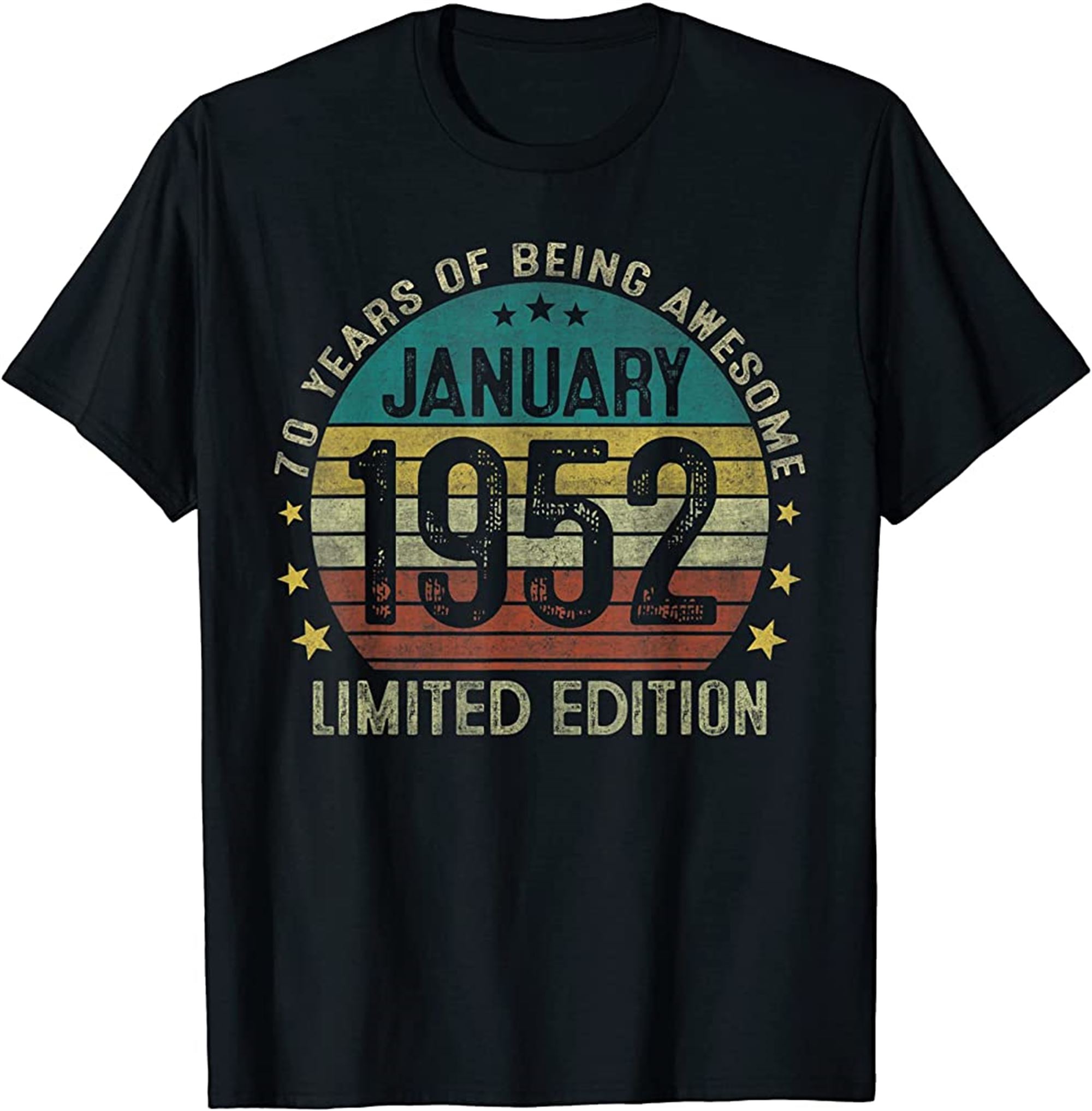January 1952 Vintage 70th Birthday 70 Year Old Gifts For Men T-shirt Plus Size Up To 5xl