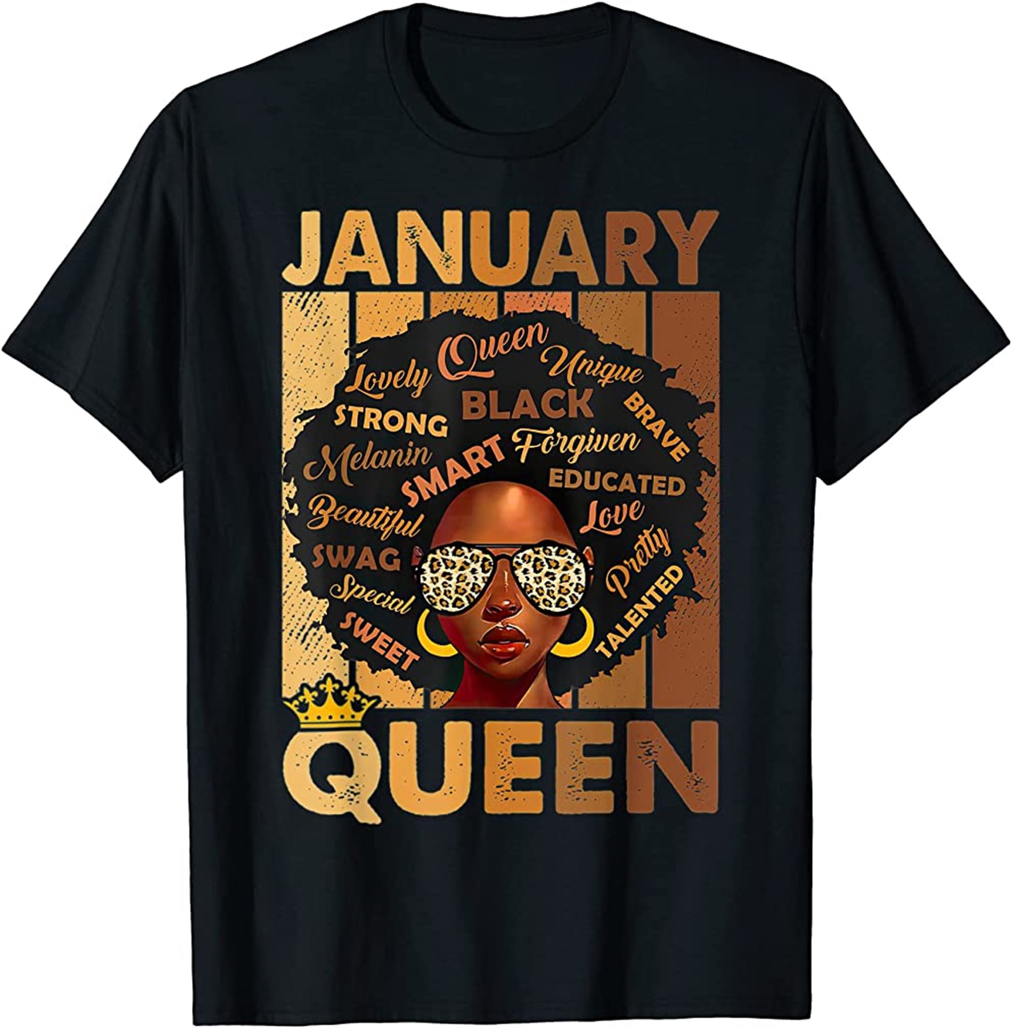 January Queen Birthday African American Black Woman Melanin T-shirt Full Size Up To 5xl