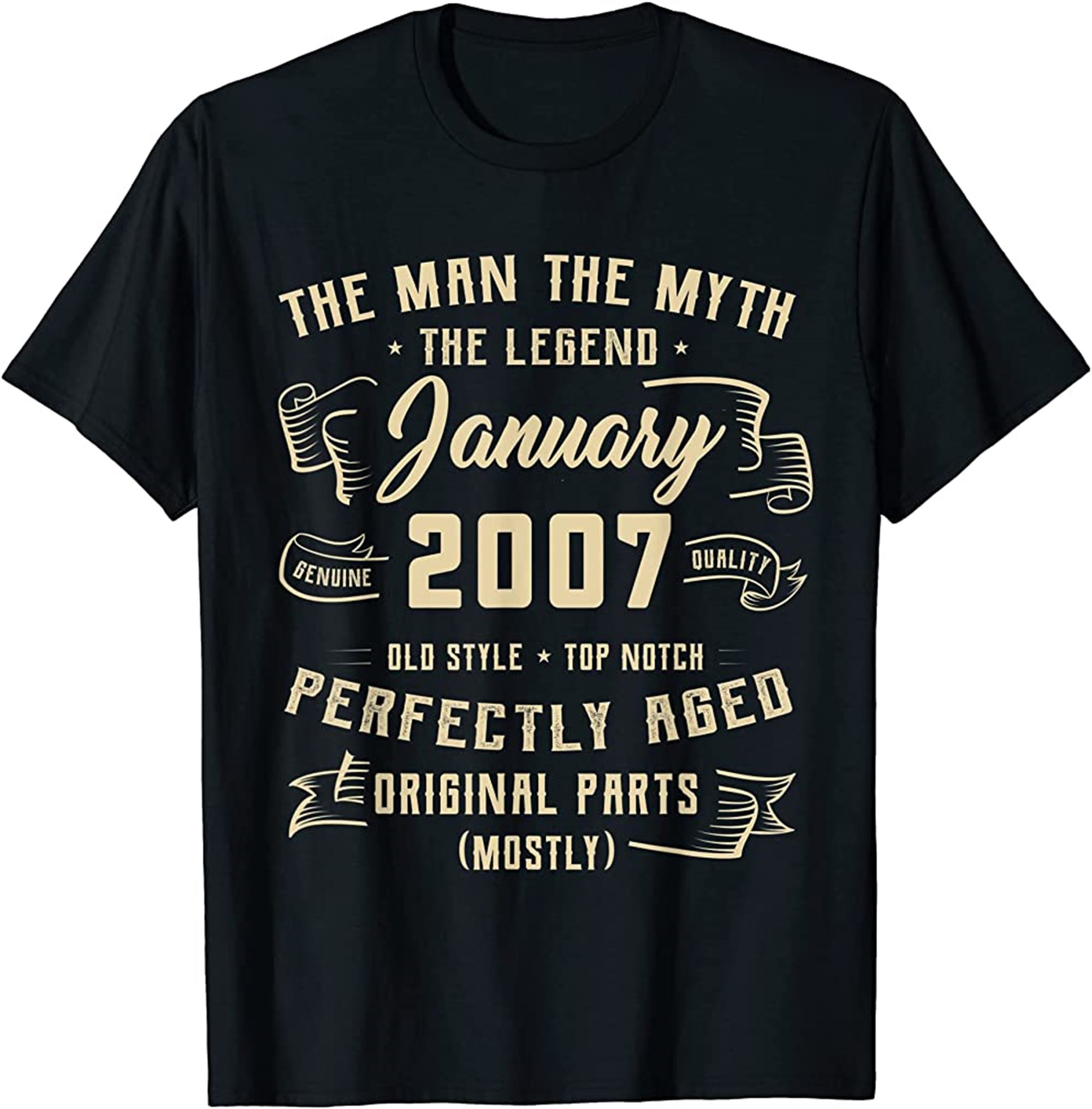 Man Myth Legend January 2007 15th Birthday Gift 15 Years Old T-shirt Full Size Up To 5xl