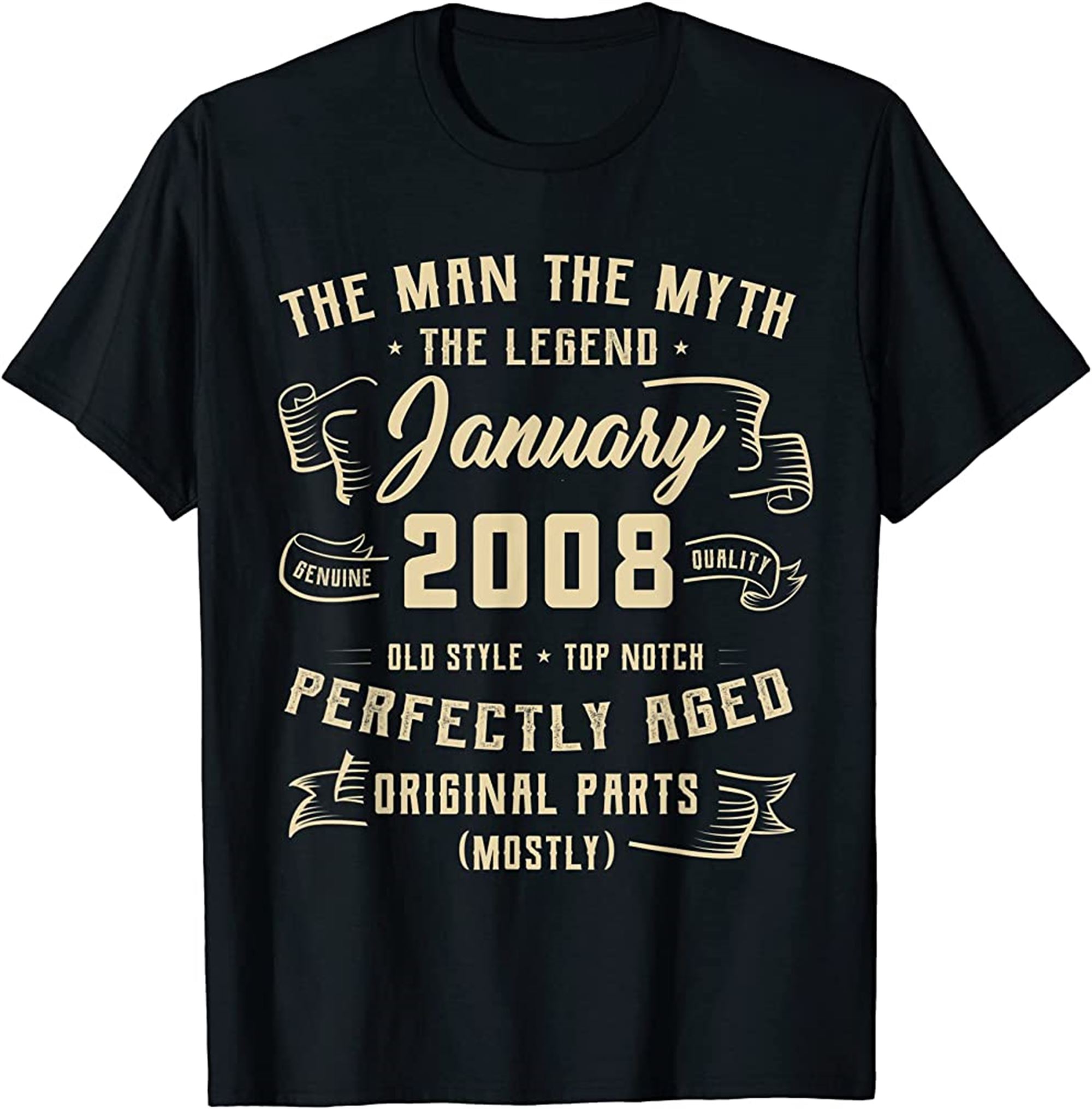 Man Myth Legend January 2008 14th Birthday Gift 14 Years Old T-shirt Size Up To 5xl