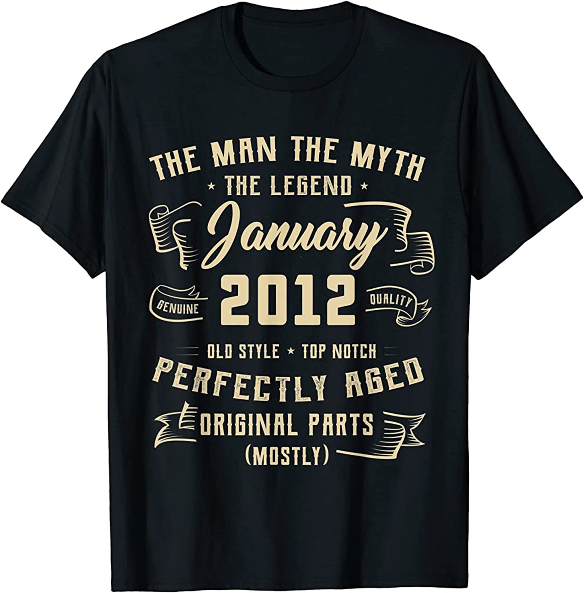 Man Myth Legend January 2012 10th Birthday Gift 10 Years Old T-shirt Size Up To 5xl