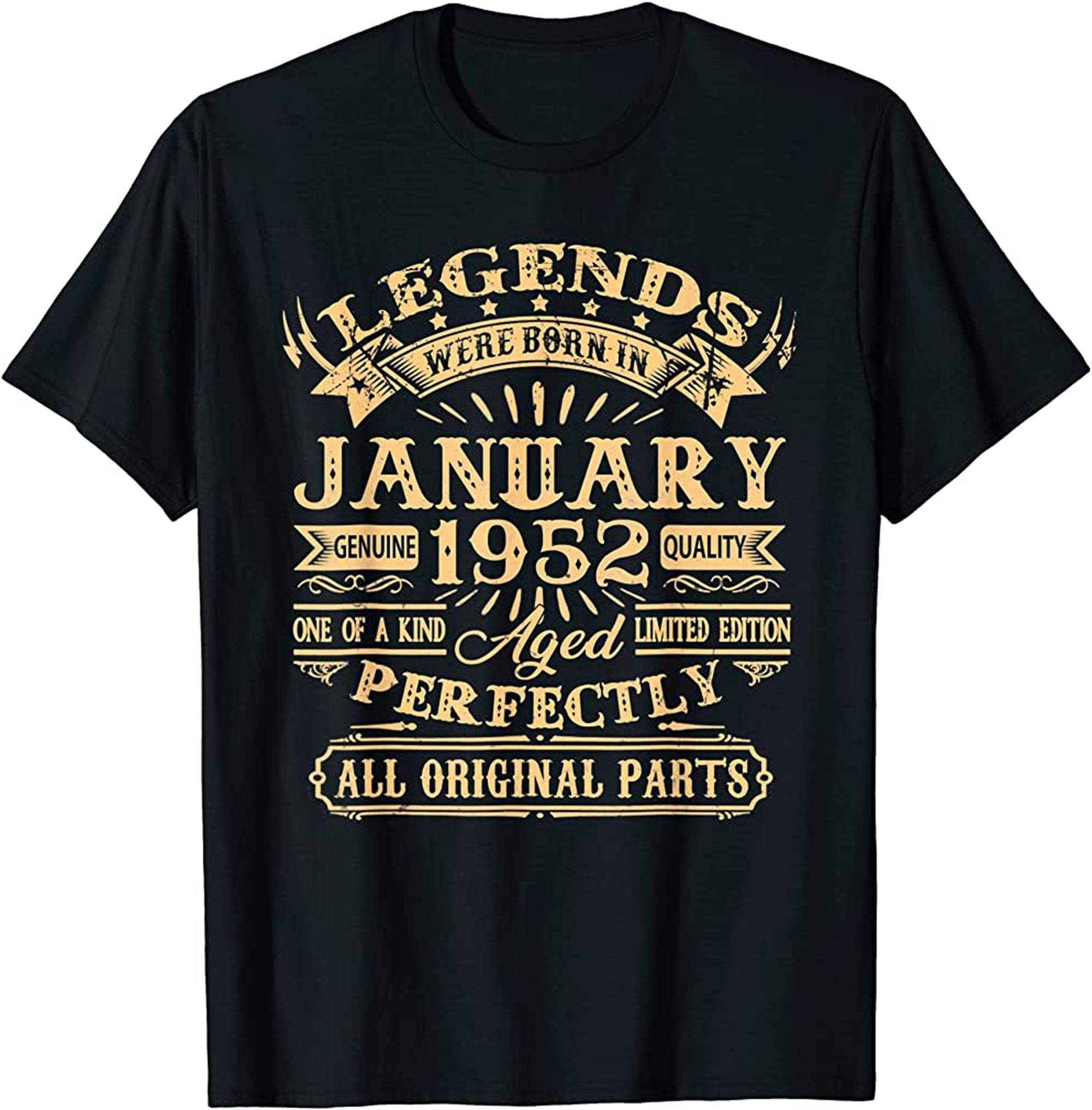 Mens Legends Were Born In January 1952 70 Year Old Birthday Gifts T-shirt Plus Size Up To 5xl