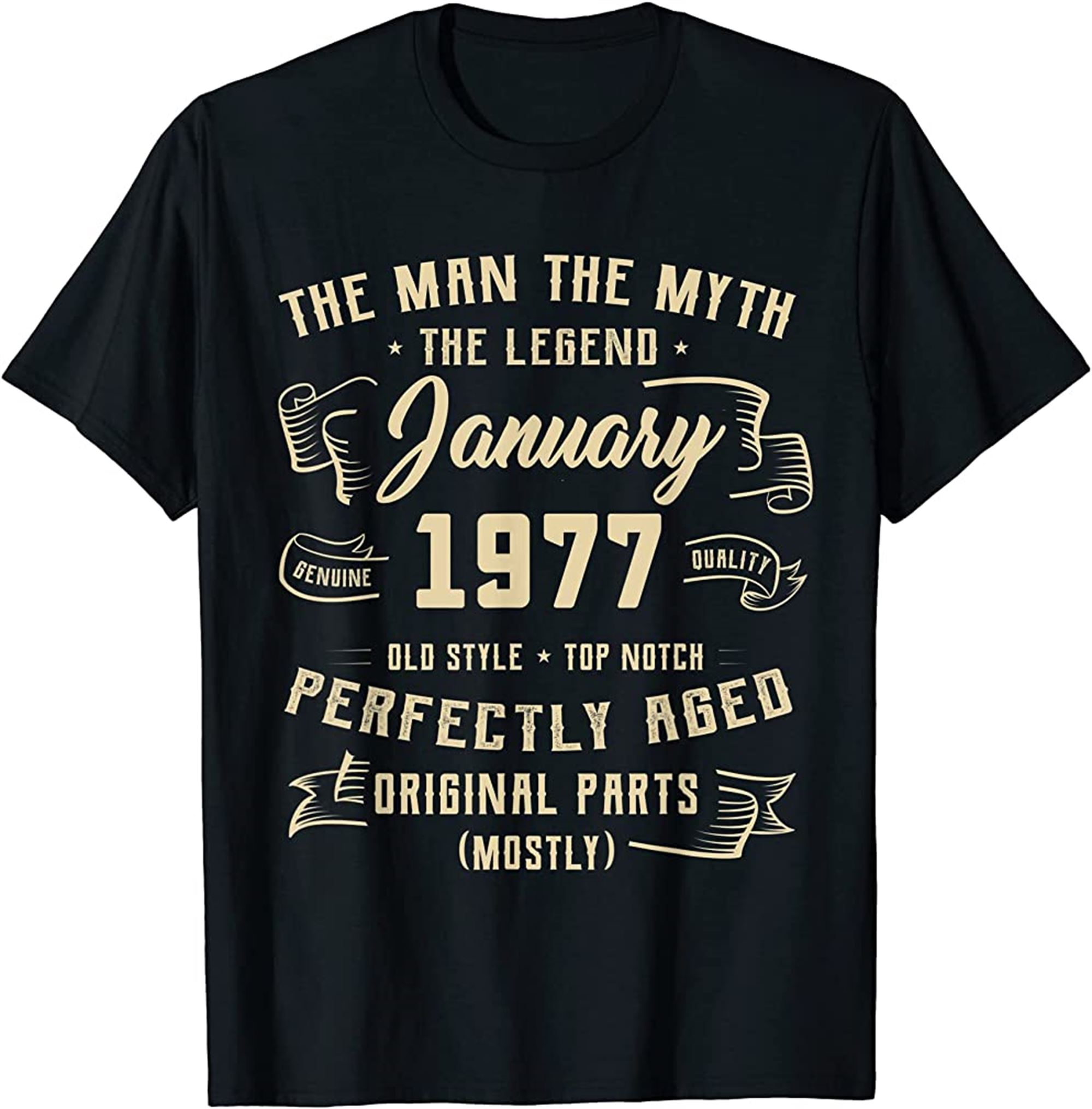 Mens Man Myth Legend January 1977 45th Birthday Gift 45 Years Old T-shirt Full Size Up To 5xl