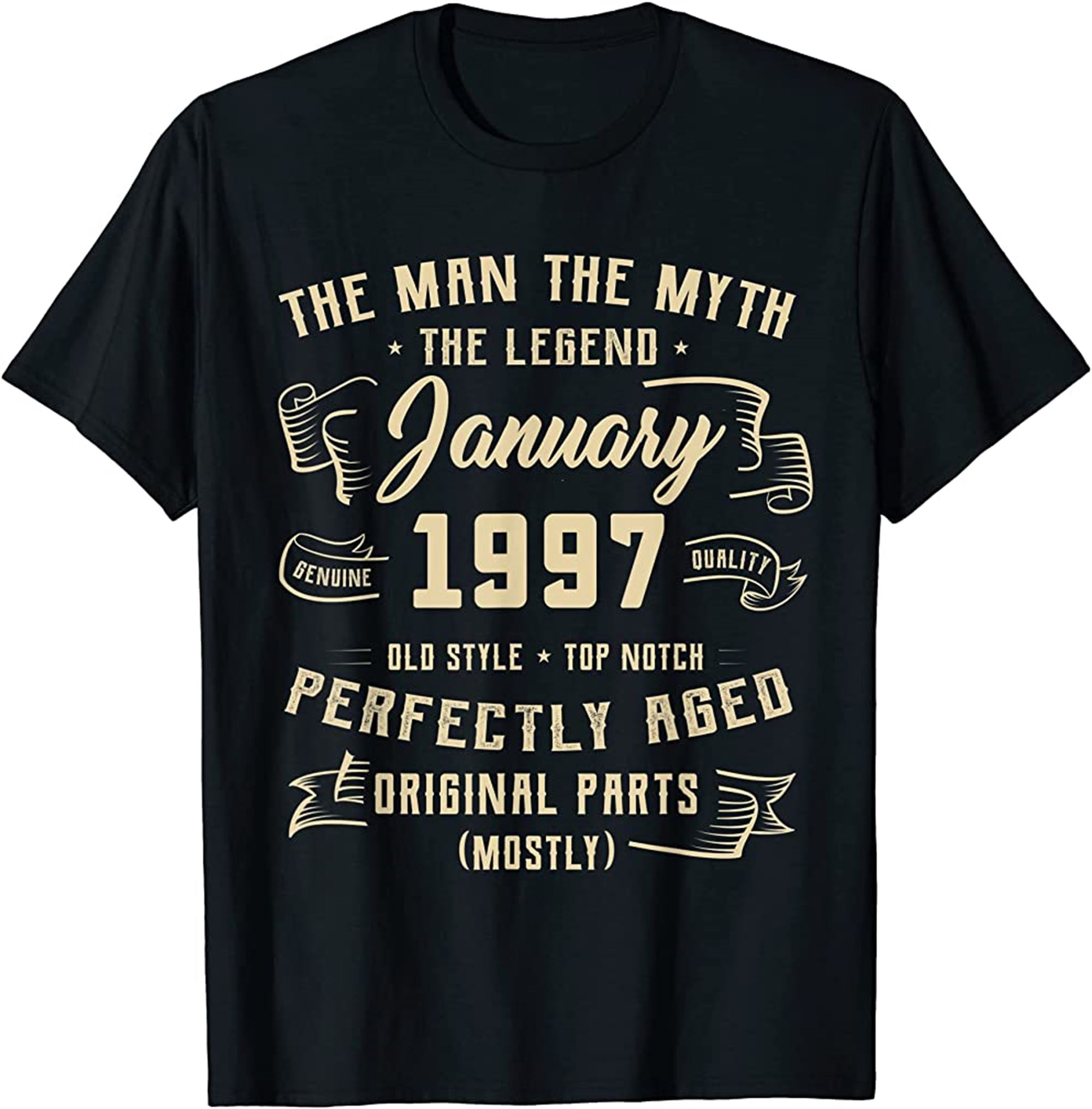 Mens Man Myth Legend January 1997 25th Birthday Gift 25 Years Old T-shirt Full Size Up To 5xl
