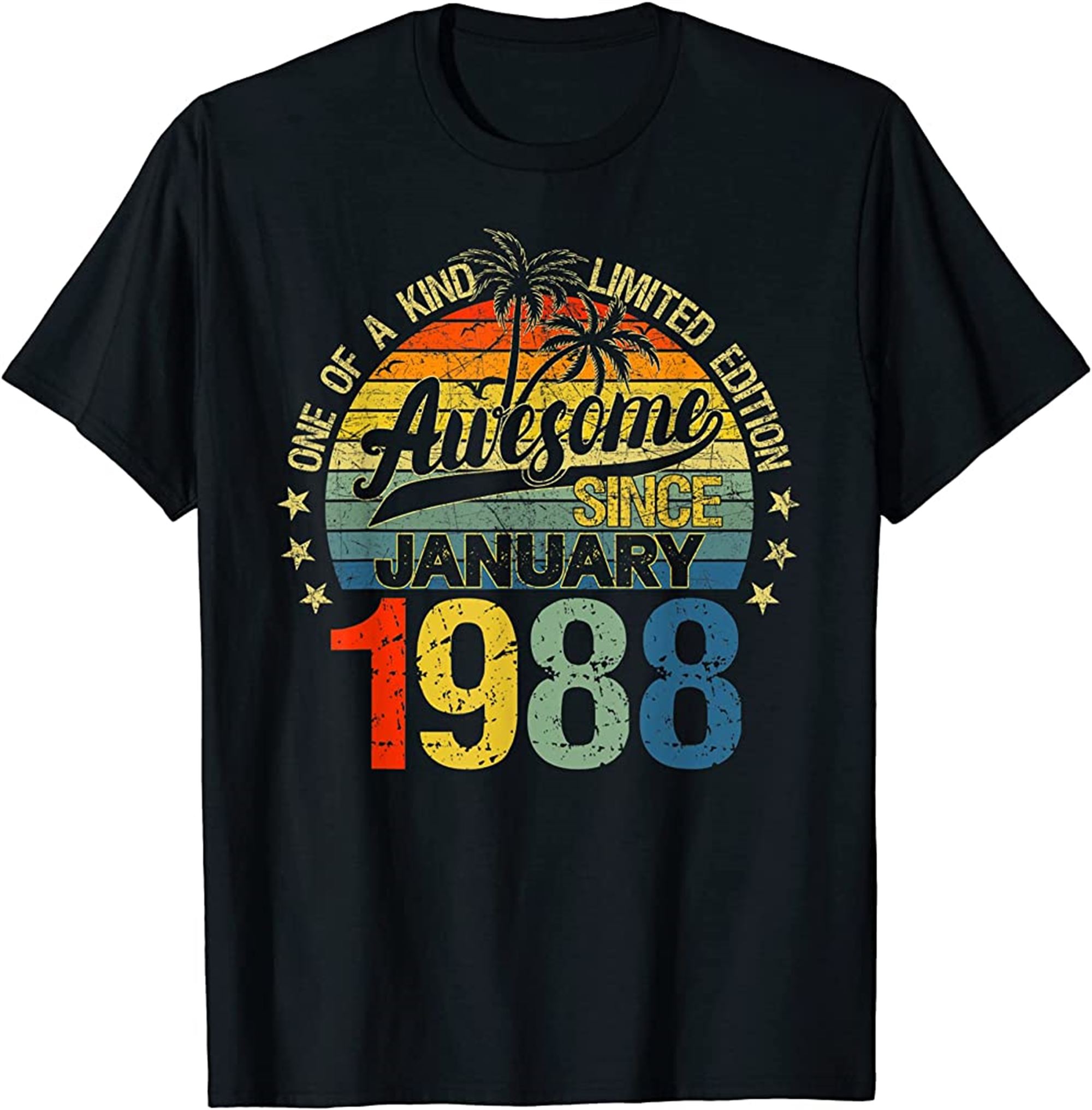 Vintage 34 Years Old January 1988 Decorations 34th Birthday T-shirt Plus Size Up To 5xl