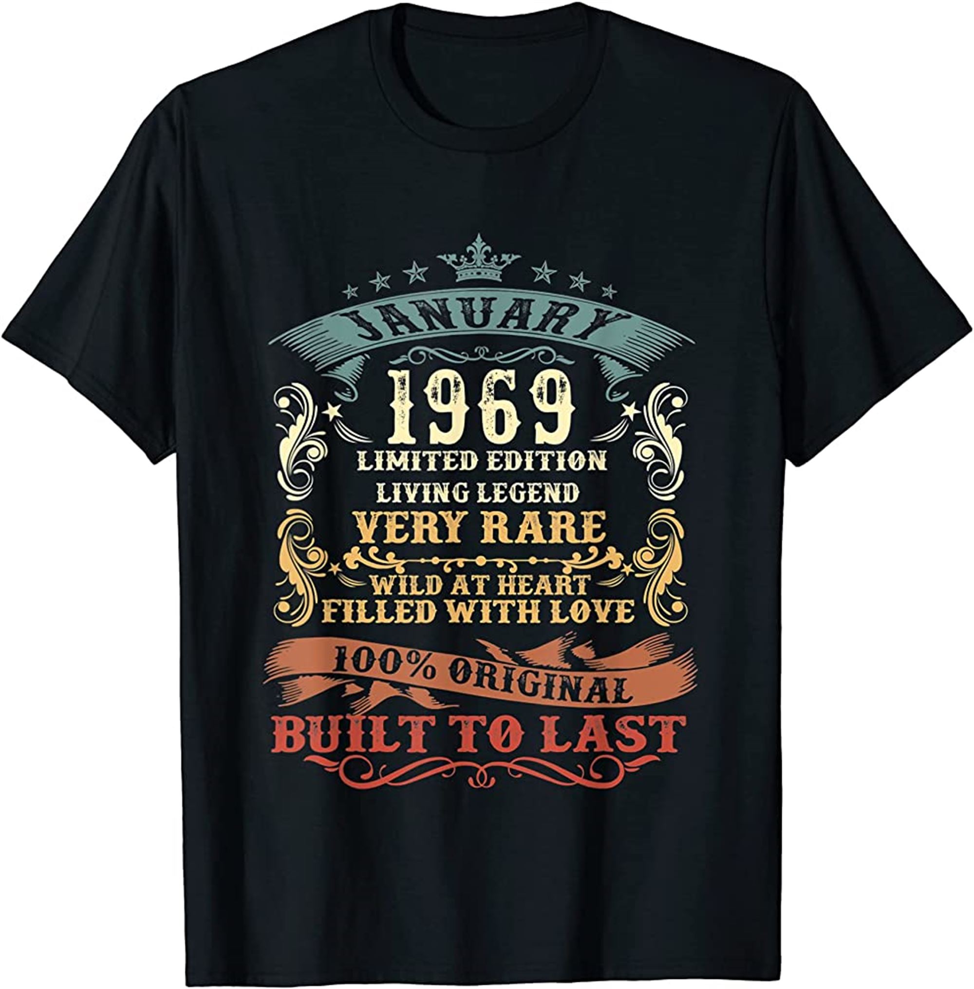 Vintage 53 Years Old January 1969 53rd Birthday Gift Idea T-shirt Size Up To 5xl