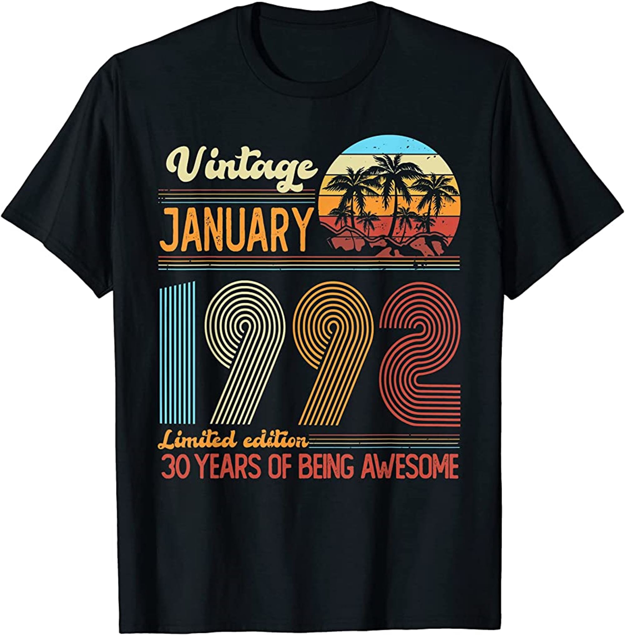 Vintage January 1992 30 Years Old 30th Birthday Decoration T-shirt Size Up To 5xl