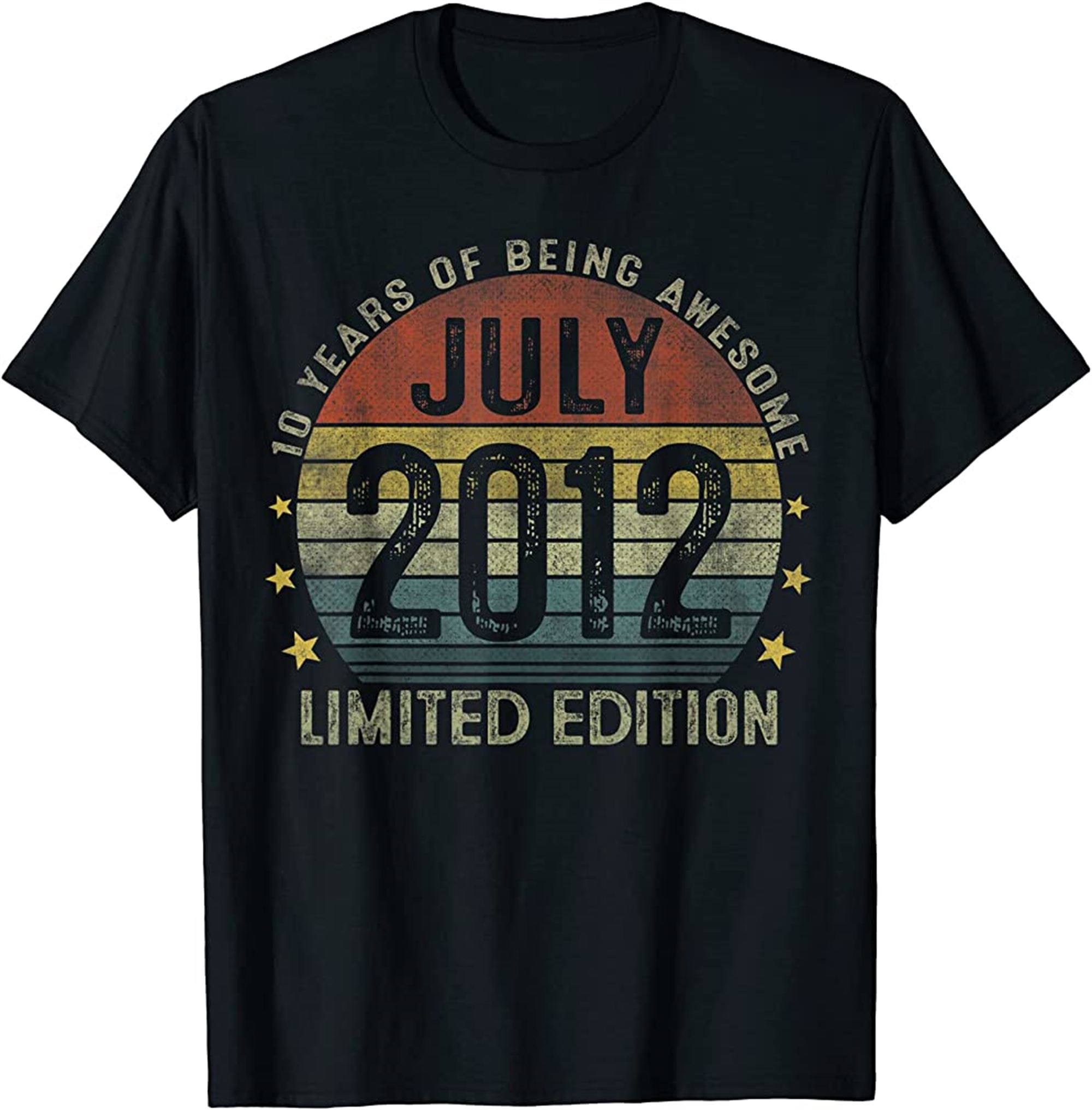 July 2012 Vintage 10th Birthday 10 Year Old Gifts For Boy T-shirt Size Up To 5xl