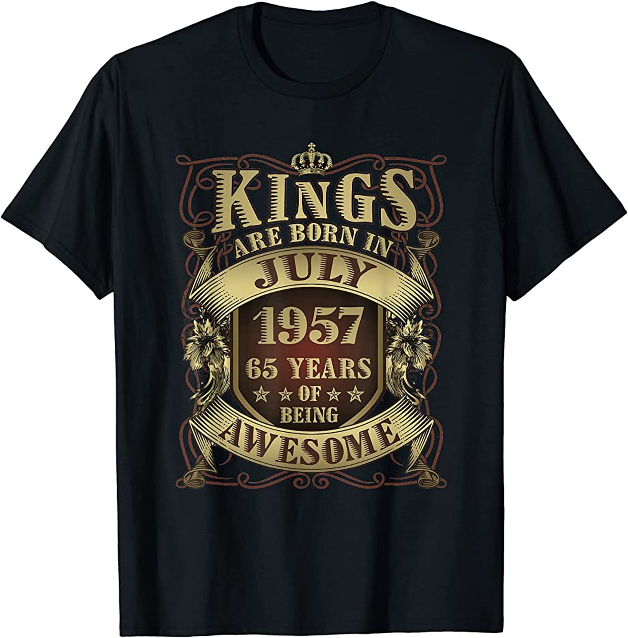Mens 65th Birthday Gift Awesome Kings Born July 1957 65 Years Old T-shirt Plus Size Up To 5xl