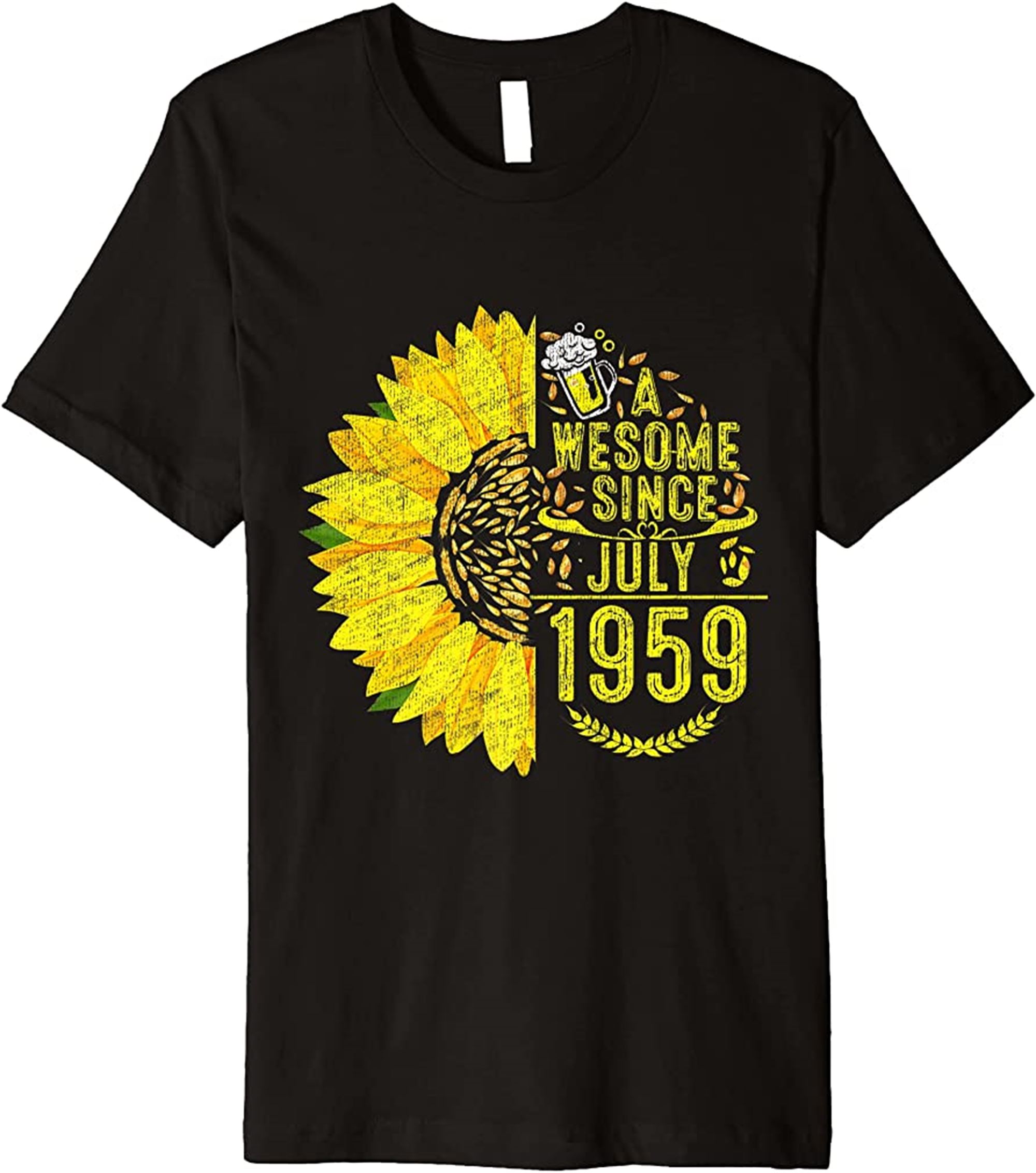 Vintage 1959 Funny 63 Years Old July 63th Sunshine Birthday Premium T-shirt Plus Size Up To 5xl
