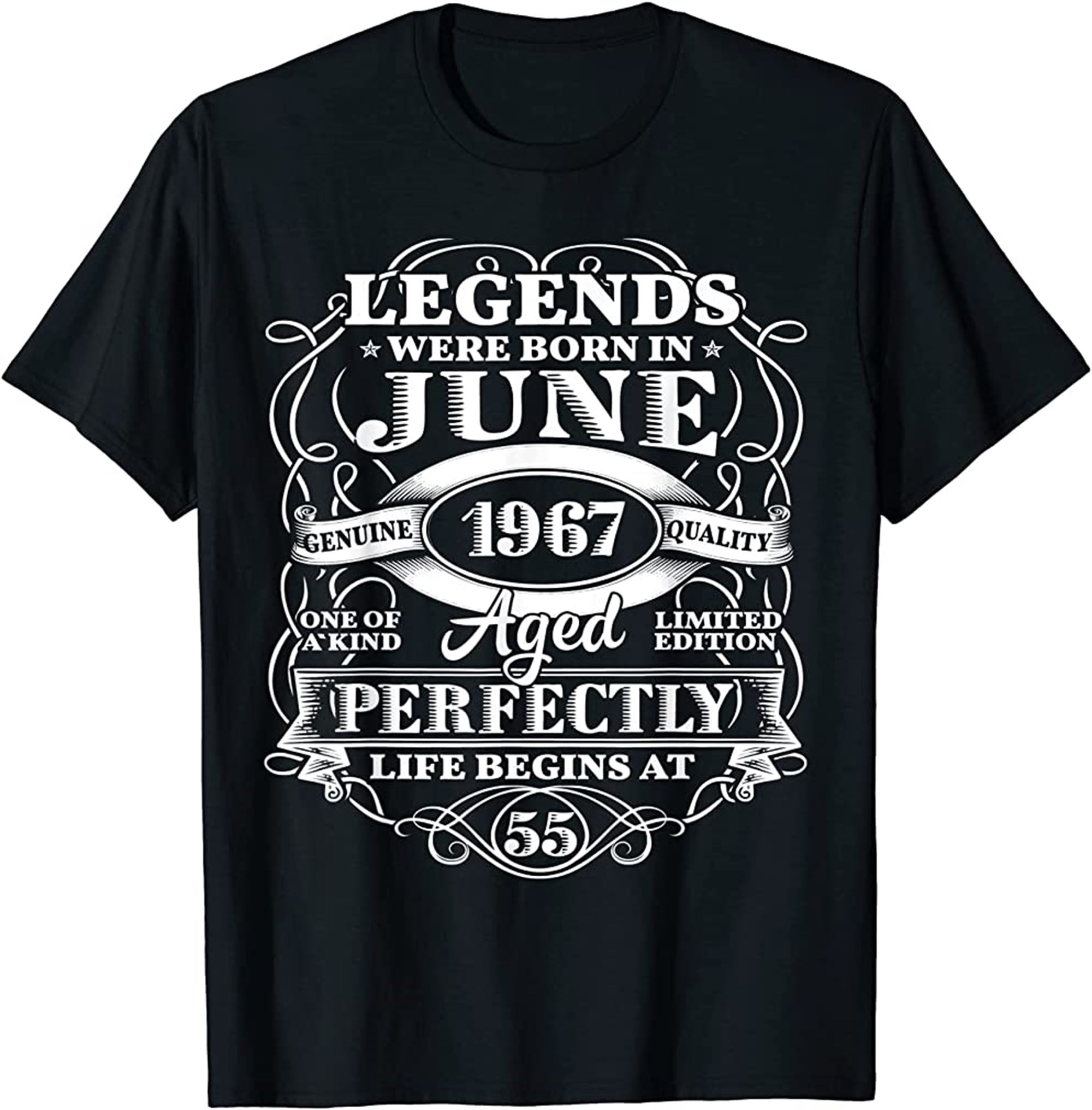 55th Birthday Gift For Legends Born June 1967 55 Years Old T-shirt Full Size Up To 5xl