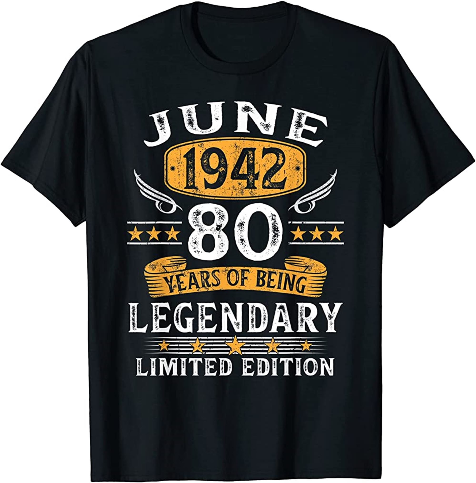 Vintage June 1942 80 Year Old 80th Birthday Gifts For Men T-shirt Full Size Up To 5xl