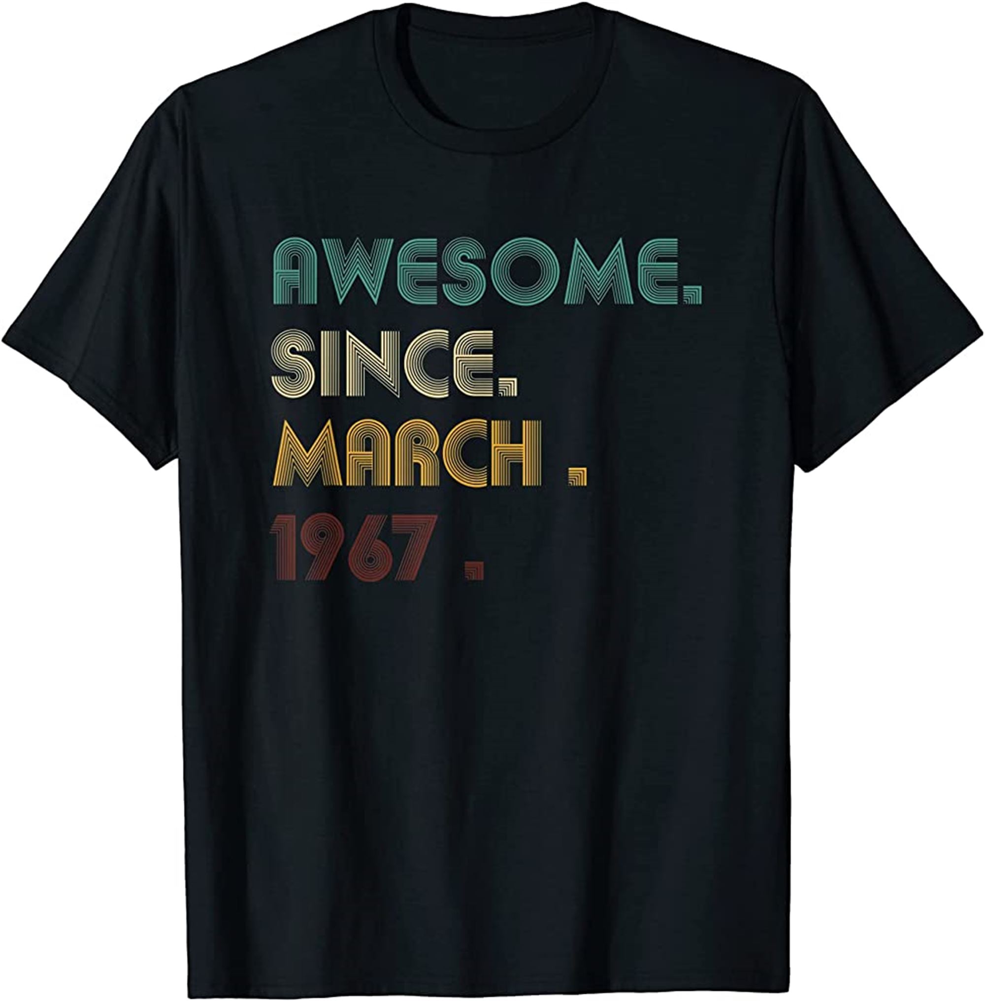 55 Year Old Awesome Since March 1967 Gifts 55th Birthday T-shirt Full Size Up To 5xl