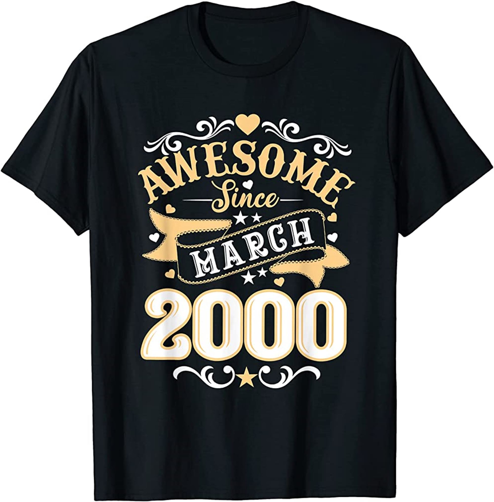 Vintage 22nd Birthday Awesome Since March 2000 Boys Girl T-shirt Plus Size Up To 5xl