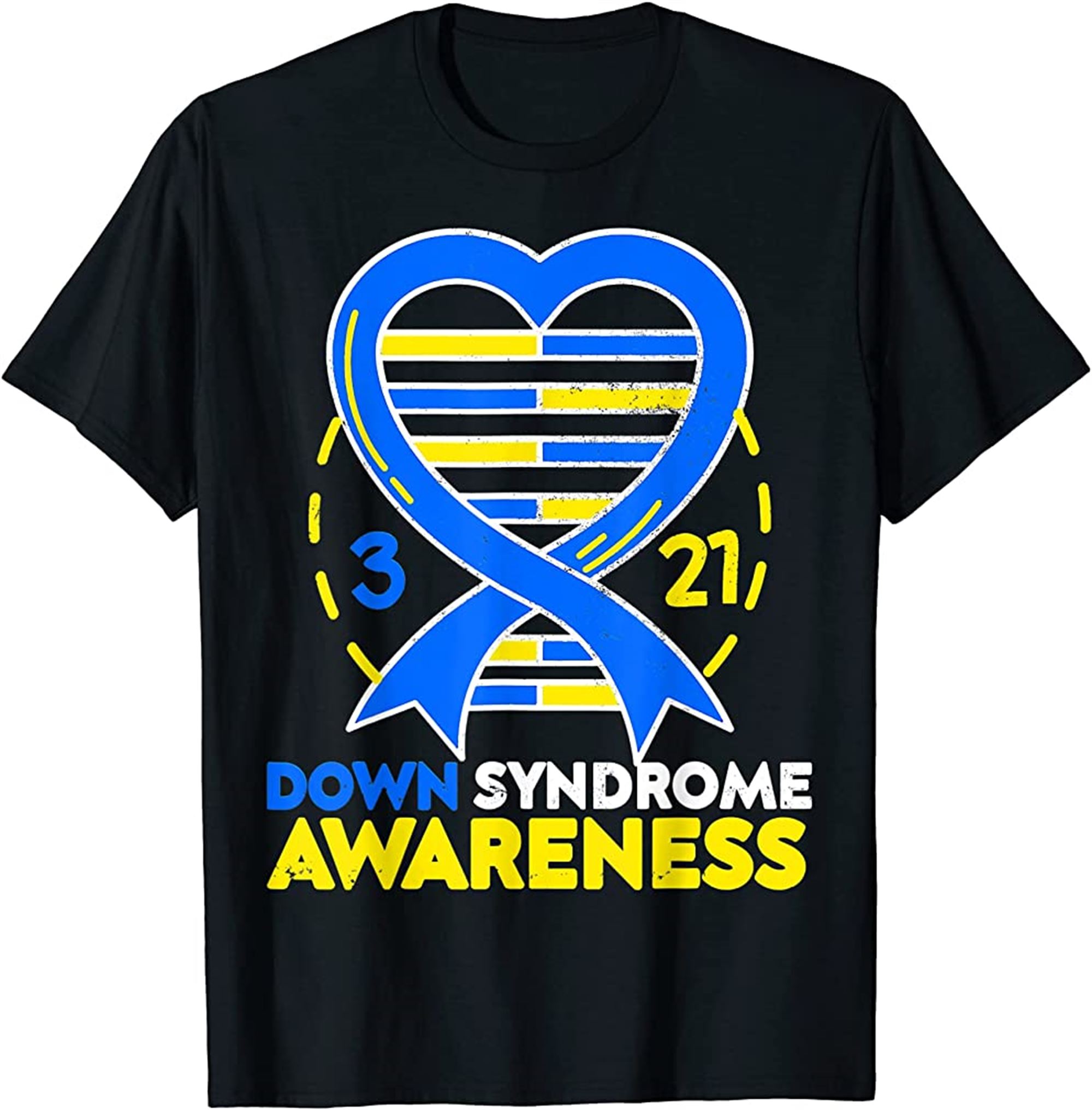 World Down Syndrome Day Awareness Ribbon Heart 21 March T-shirt Size Up To 5xl