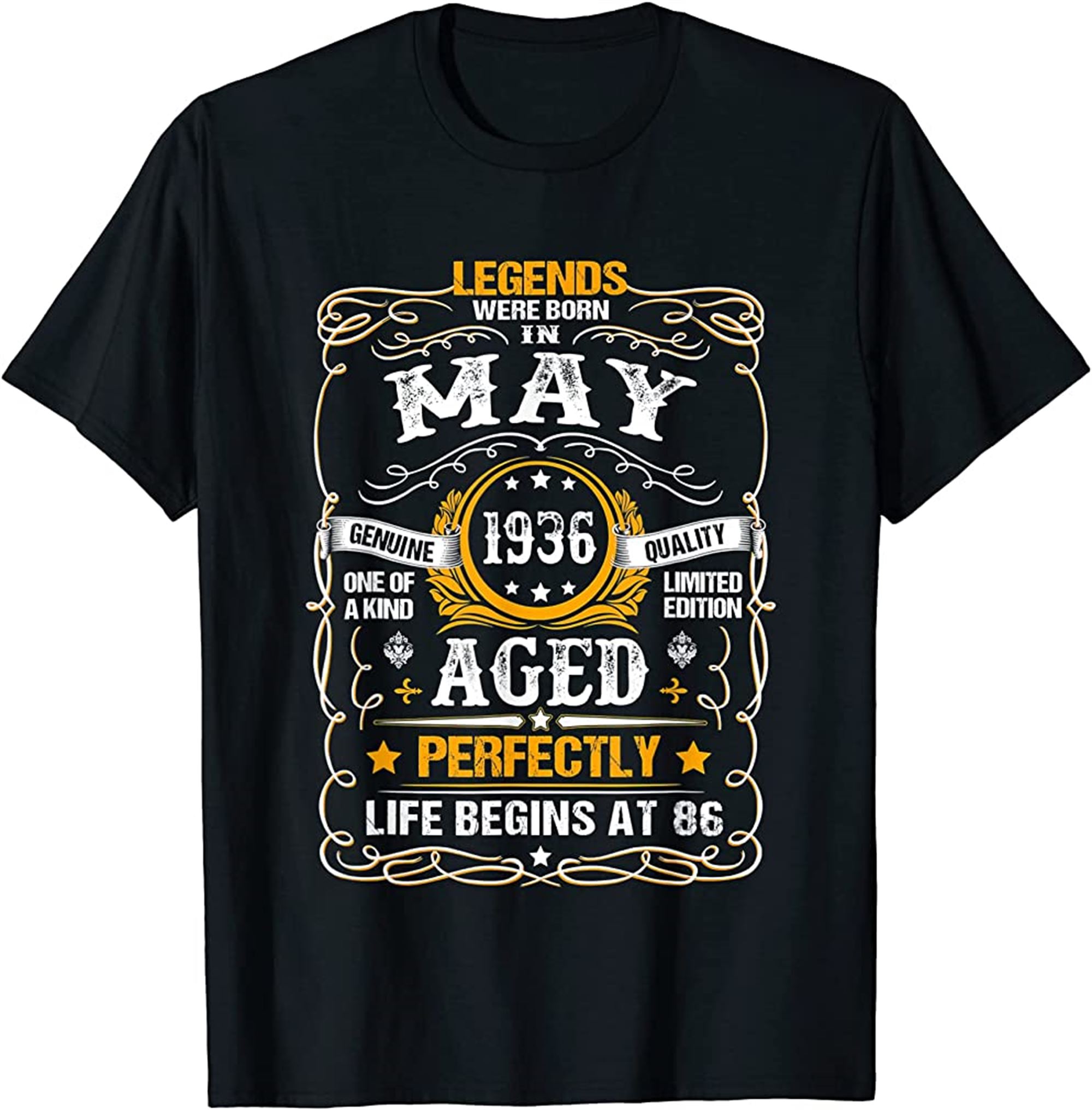 86th Birthday Gift For Legends Born May 1936 86 Yrs Old T-shirt Full Size Up To 5xl