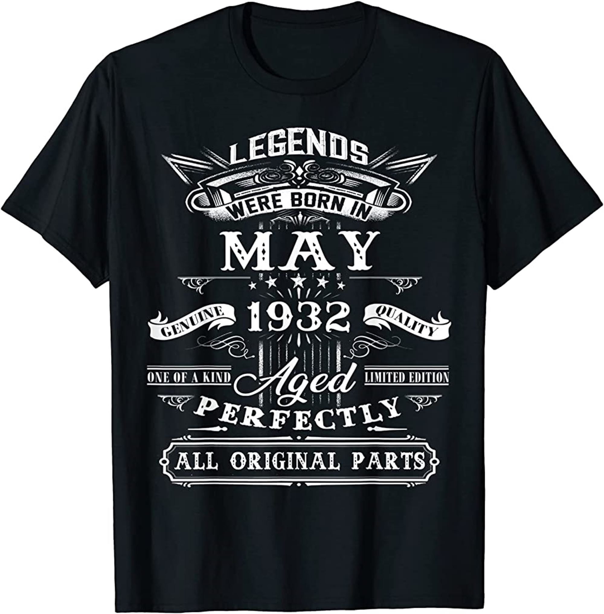 Mens 90th Birthday Gift For Legends Born May 1932 90 Years Old T-shirt Full Size Up To 5xl