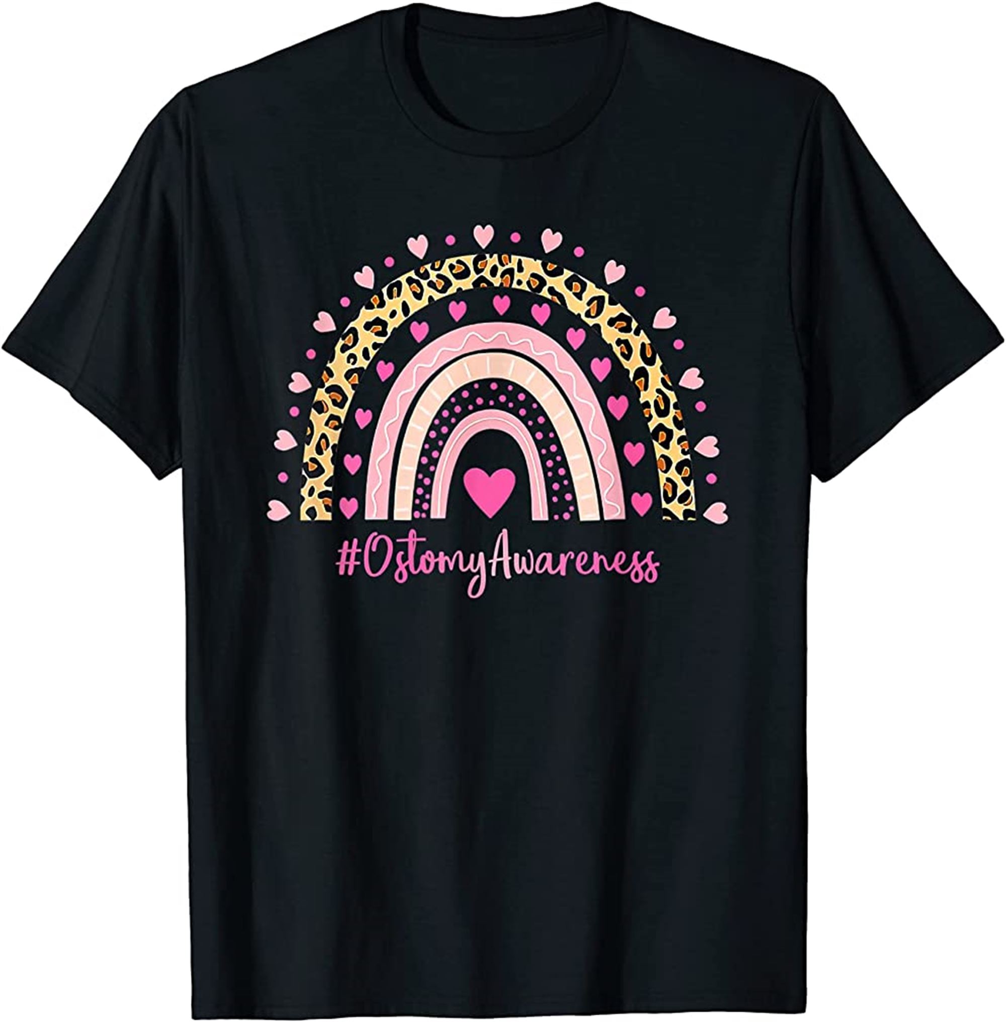 Ostomy Awareness Pink Heart Leopard Rainbow Ostomy Warrior O T-shirt Plus Size Up To 5xl