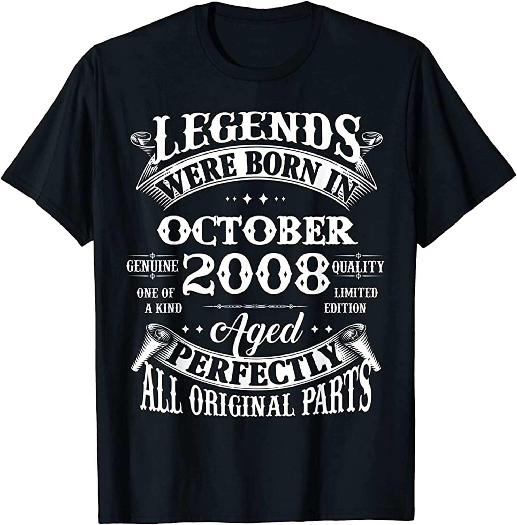 14th Birthday Gift Legends Born In October 2008 14 Yrs Old T-shirt Full Size Up To 5xl