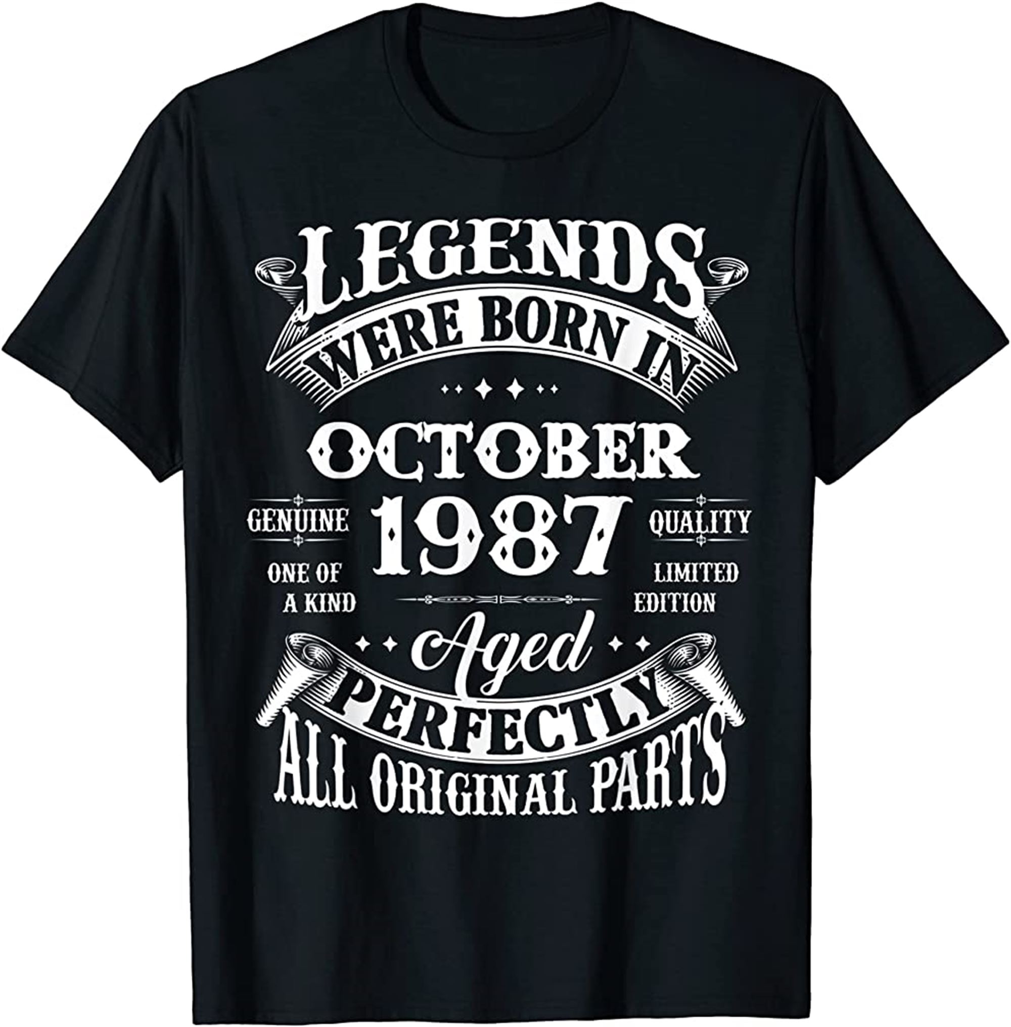 35th Birthday Gift Legends Born In October 1987 35 Yrs Old T-shirt Plus Size Up To 5xl