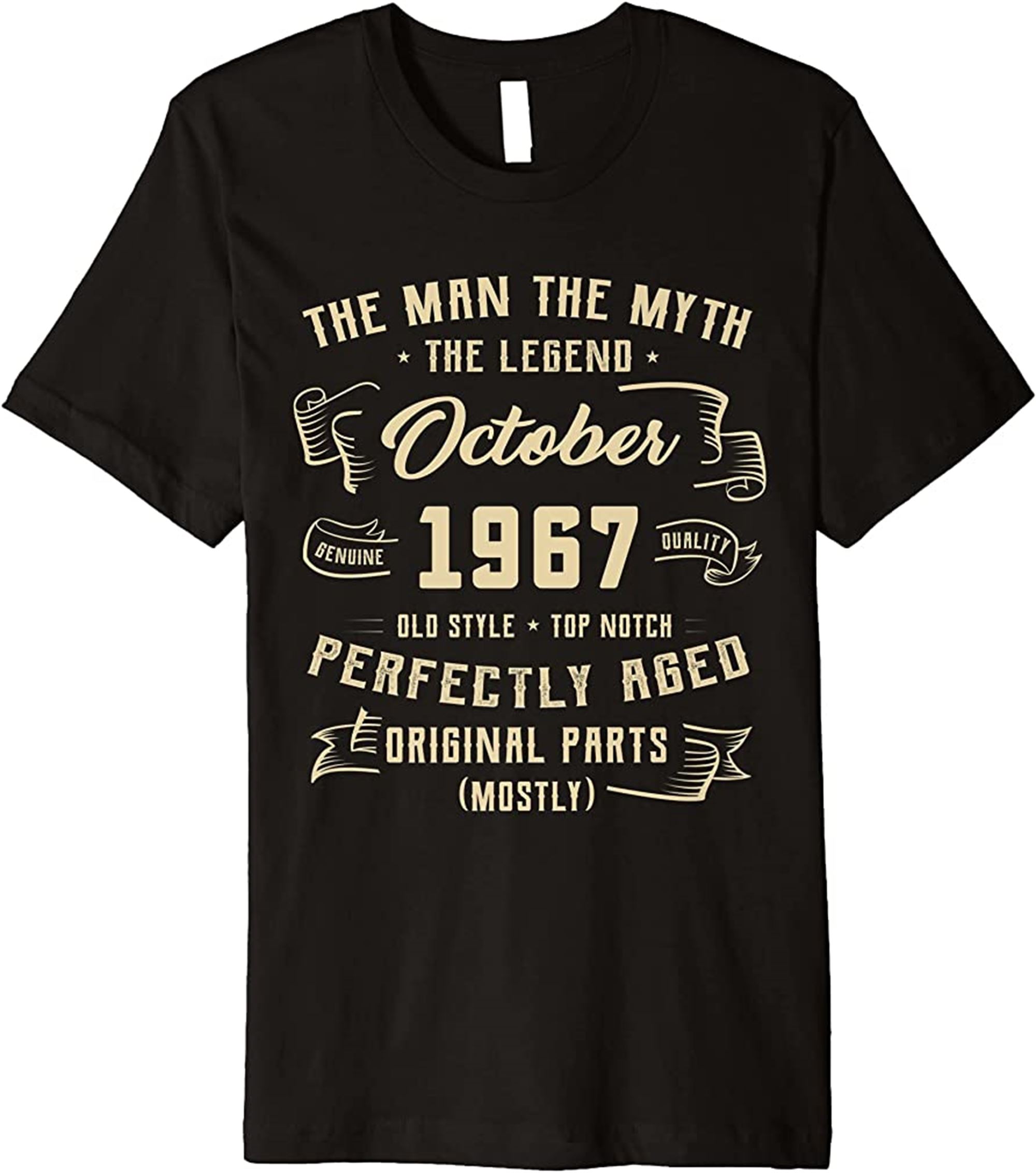 Mens Man Myth Legend October 1967 55th Birthday Gift 55 Years Premium T-shirt Size Up To 5xl
